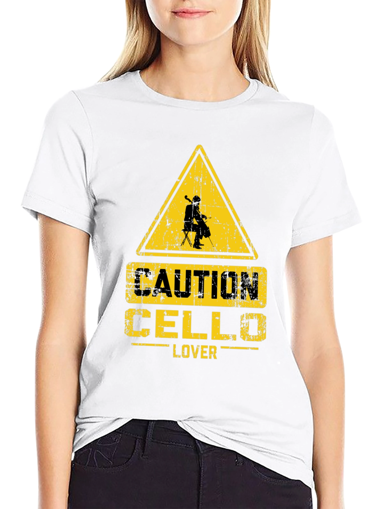Caution Cello Lover Black T-Shirt