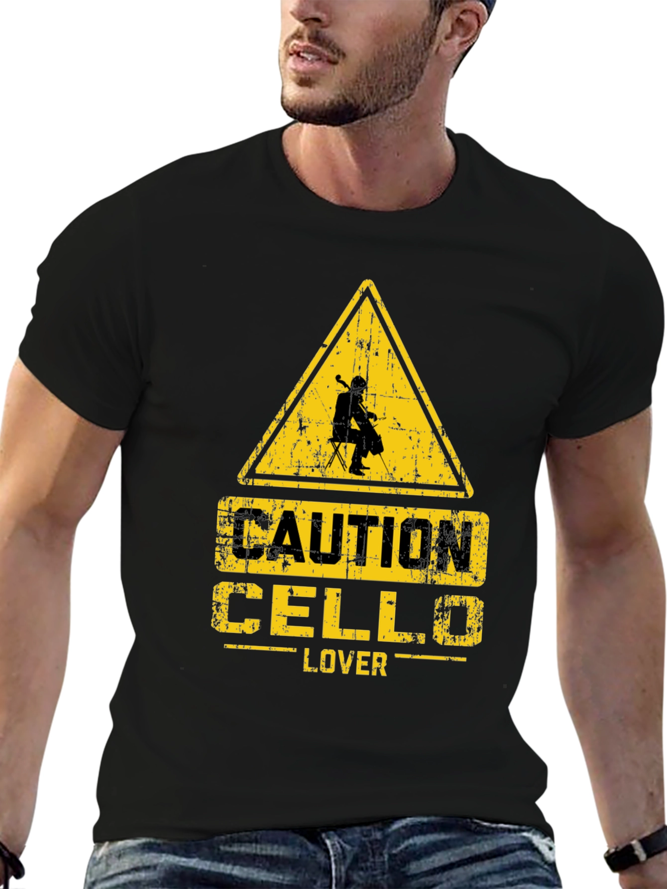 Caution Cello Lover Black T-Shirt