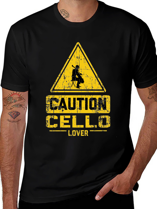 Caution Cello Lover Black T-Shirt
