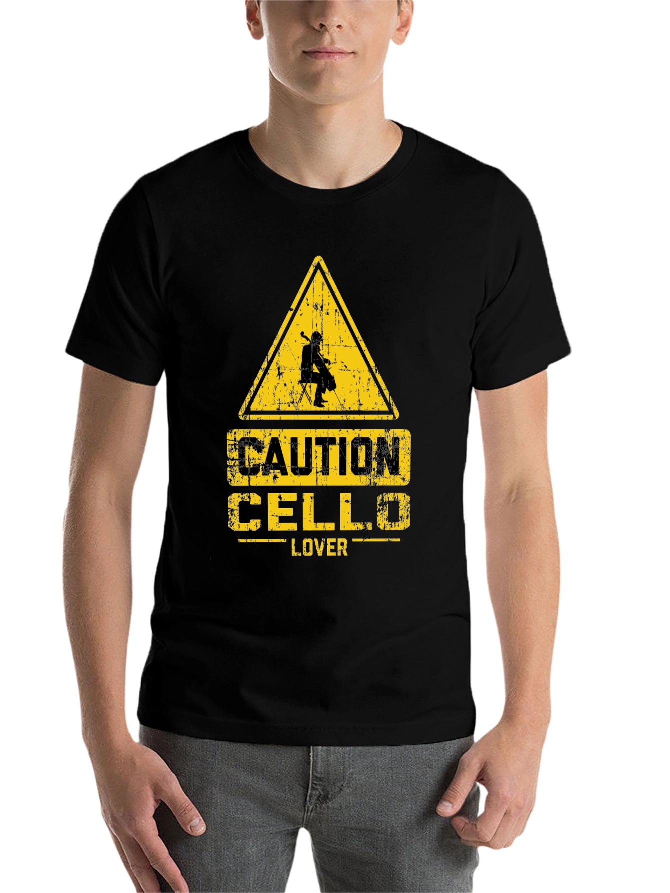 Caution Cello Lover Black T-Shirt