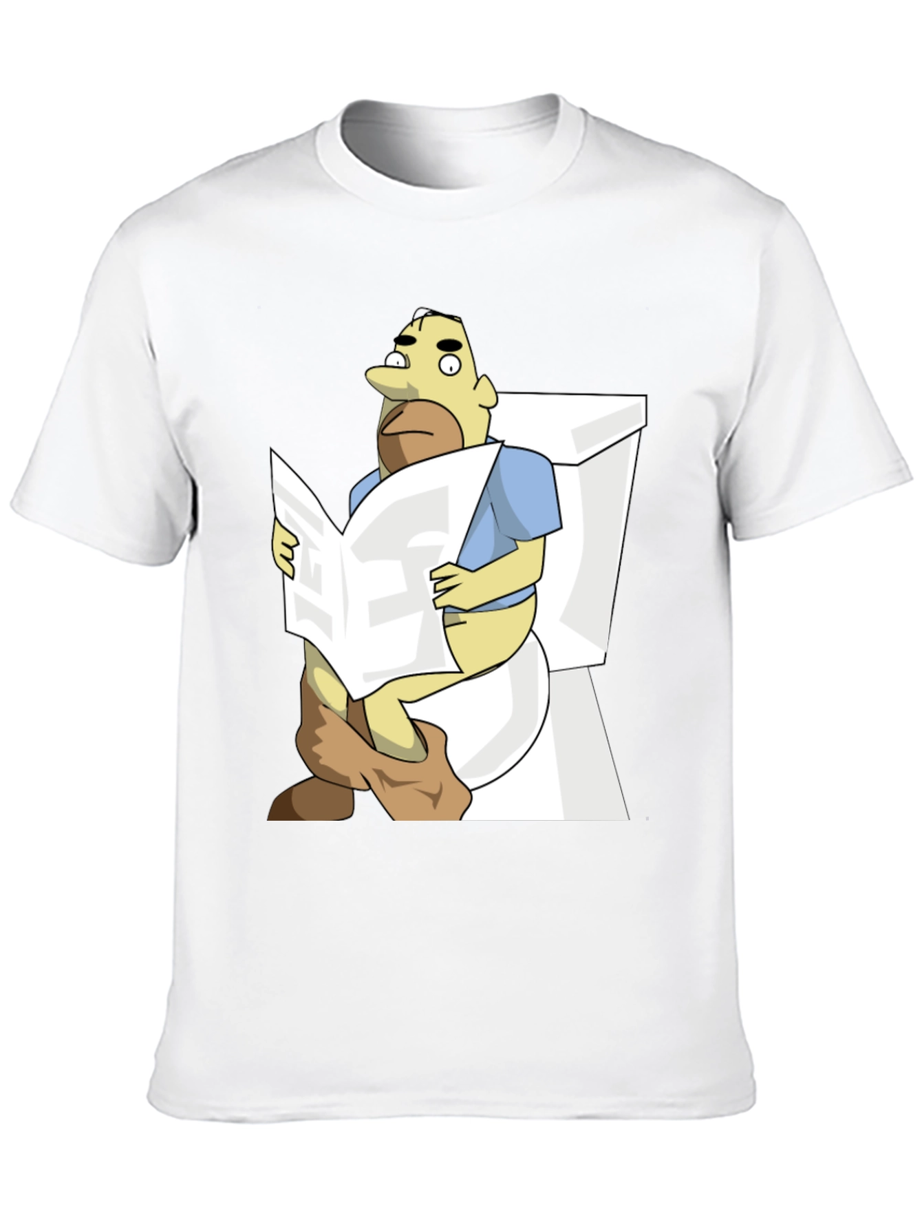 Humorous Cartoon Man on Toilet T-Shirt