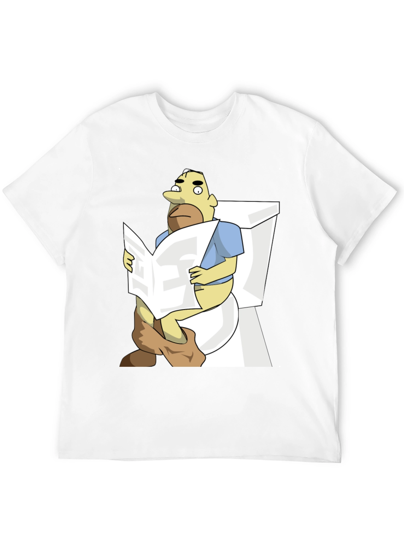 Humorous Cartoon Man on Toilet T-Shirt