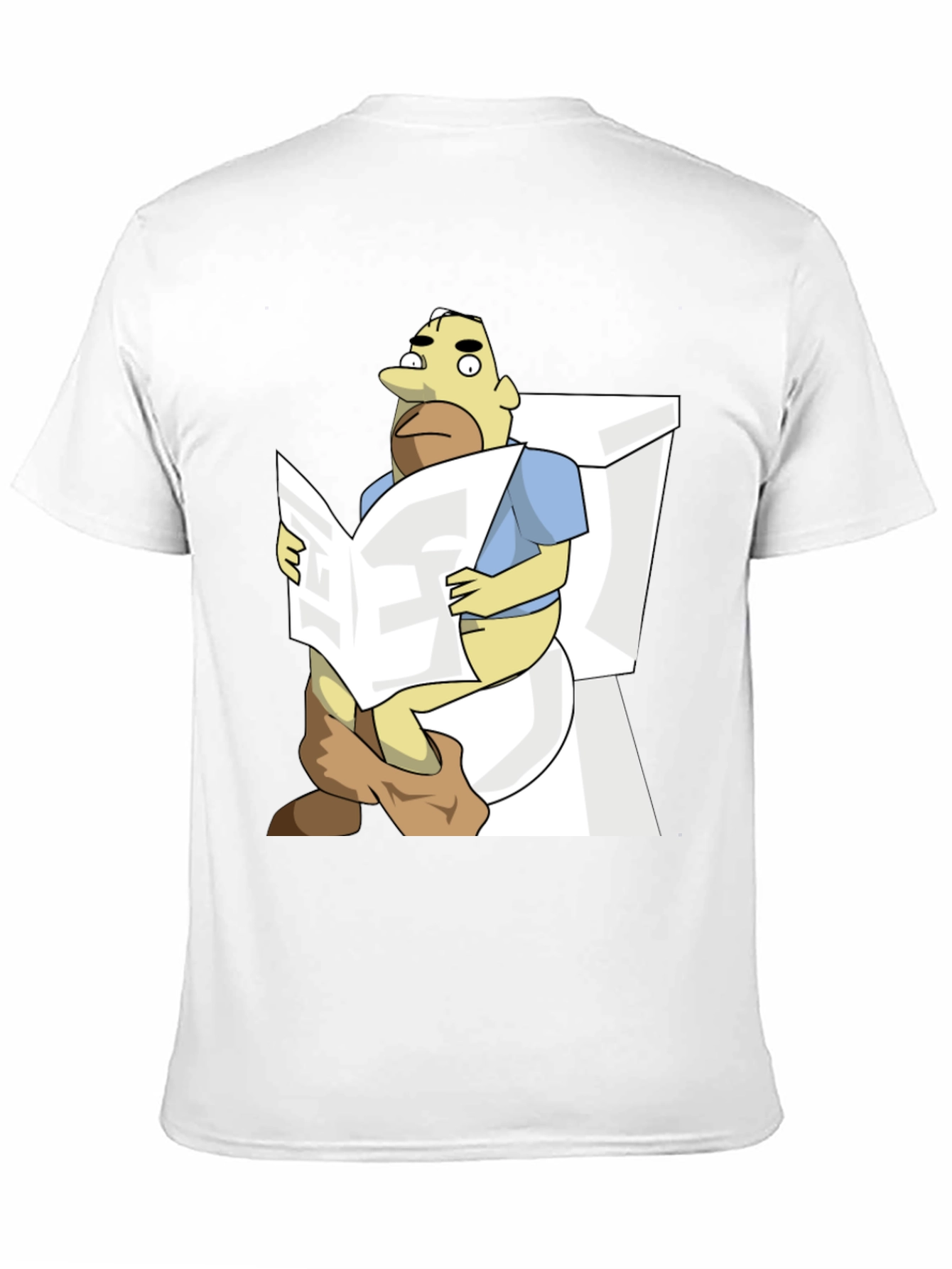 Humorous Cartoon Man on Toilet T-Shirt
