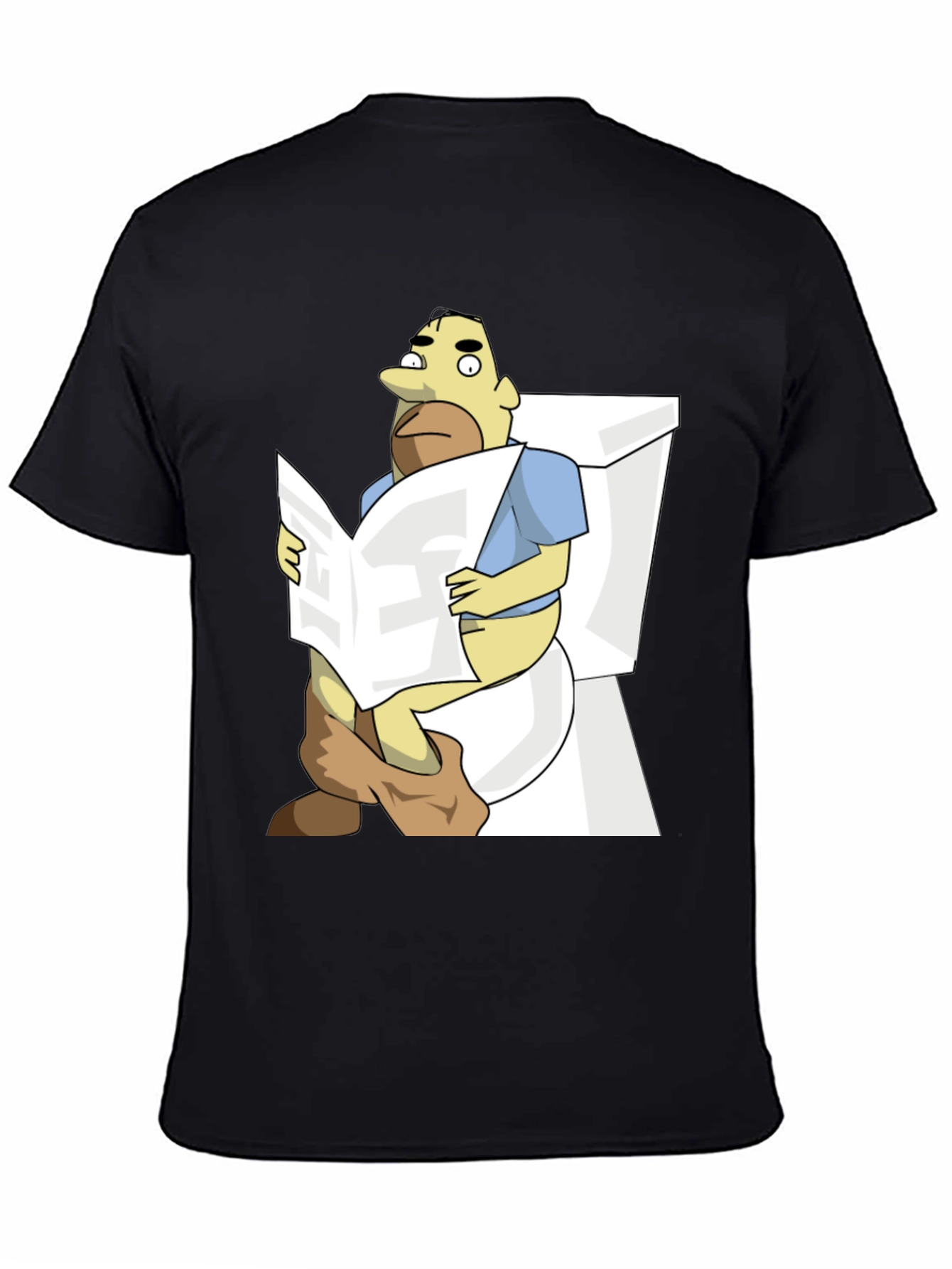 Humorous Cartoon Man on Toilet T-Shirt