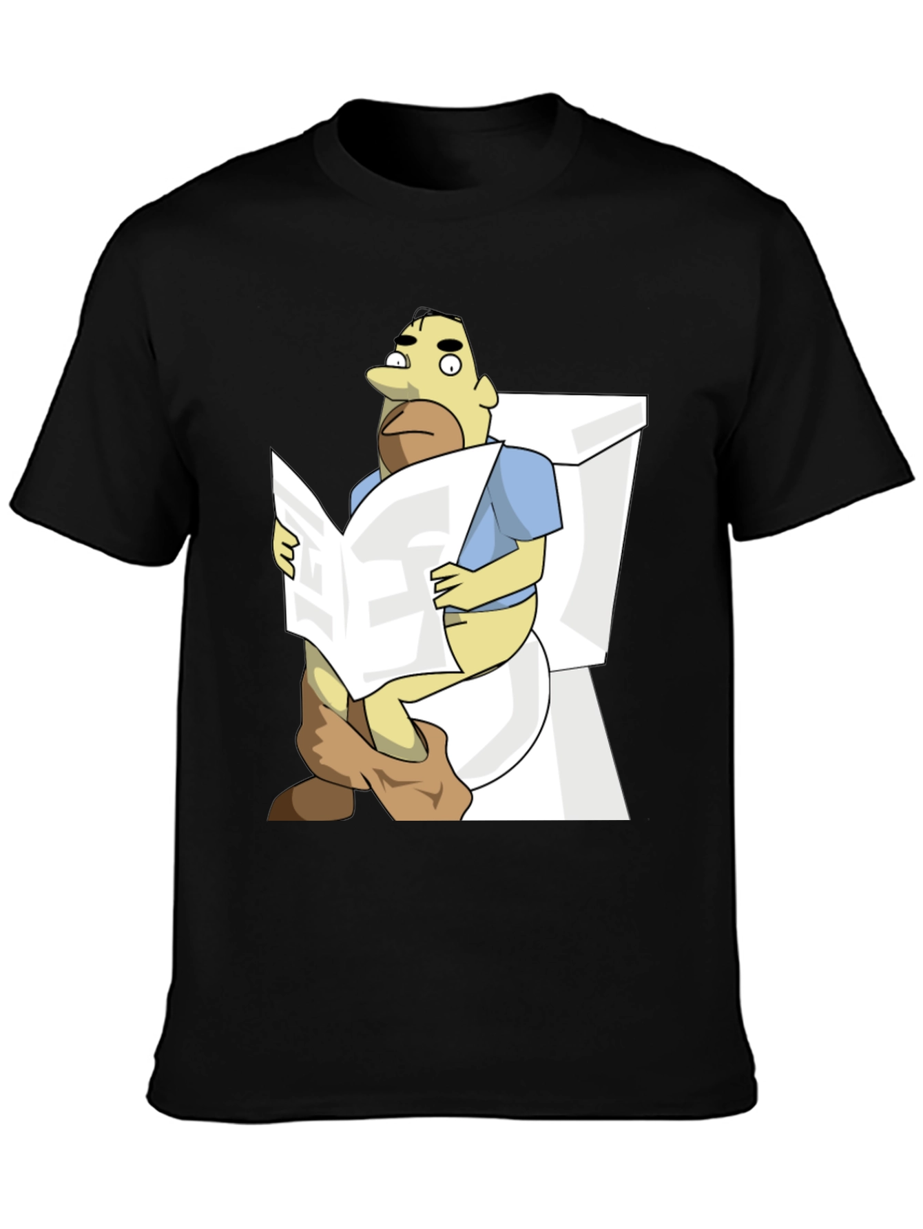 Humorous Cartoon Man on Toilet T-Shirt