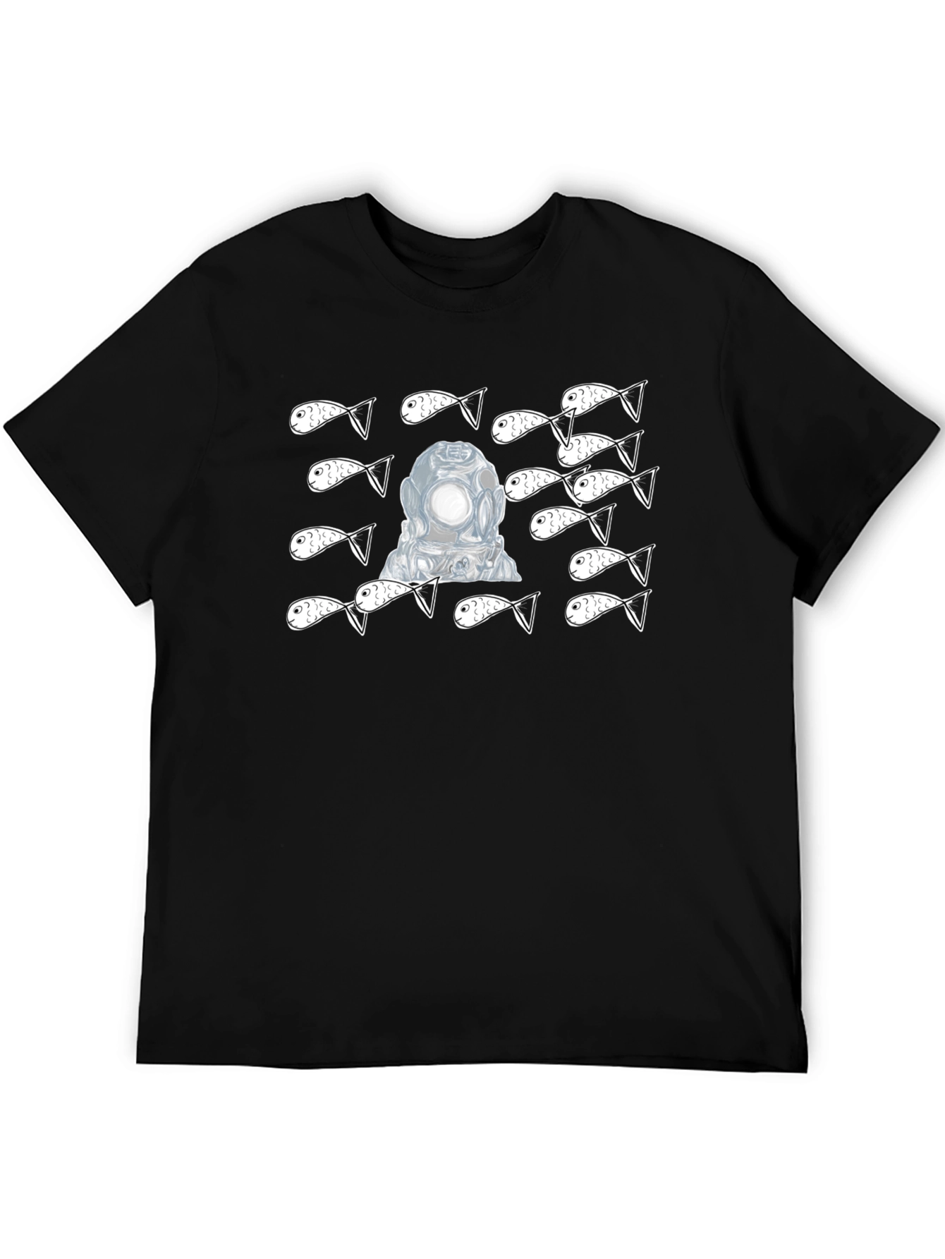 Diver & Fish Graphic Tee - Black