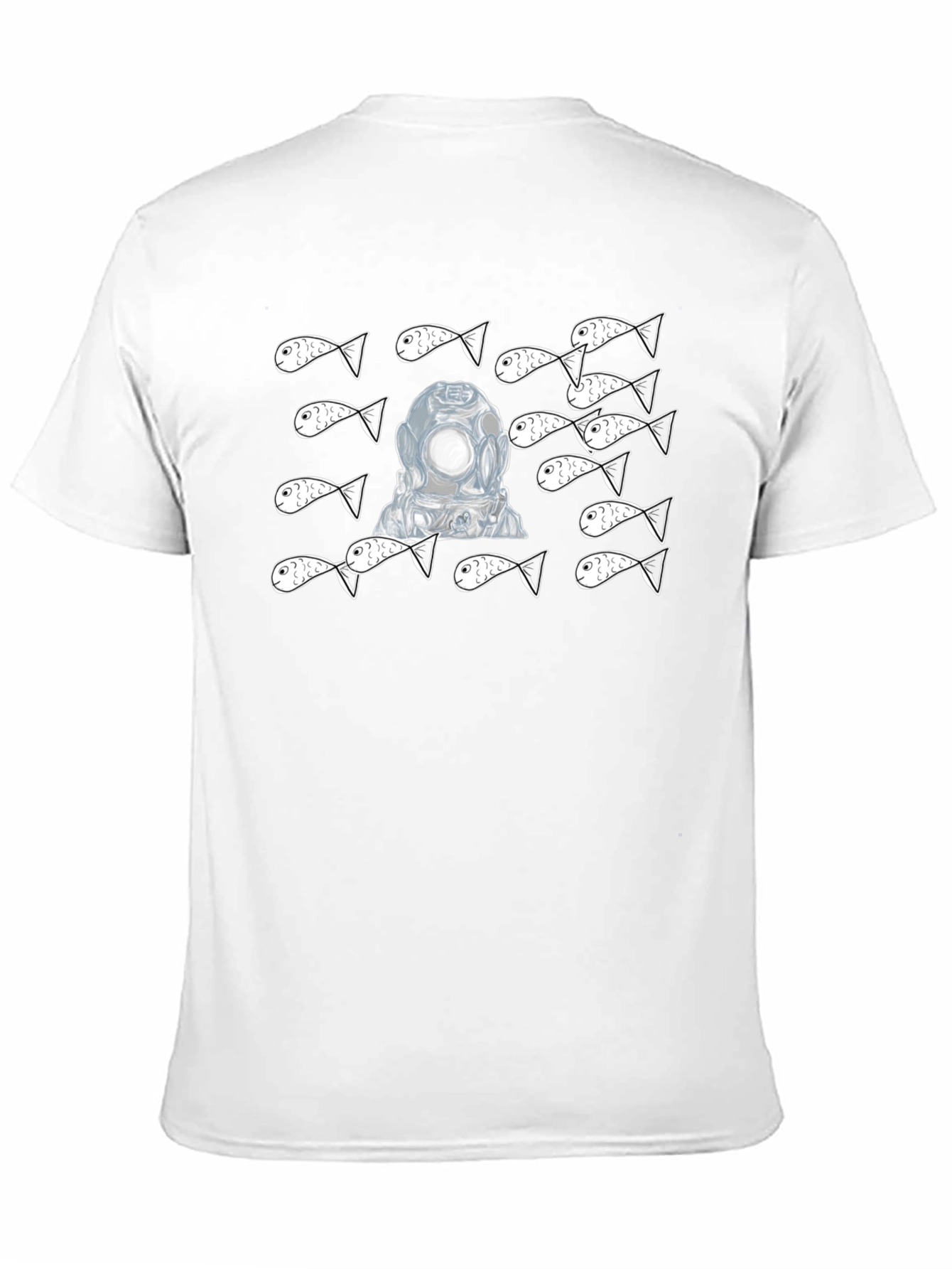 Diver & Fish Graphic Tee - Black