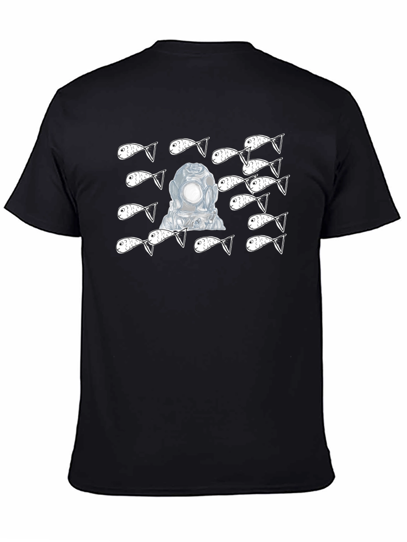 Diver & Fish Graphic Tee - Black