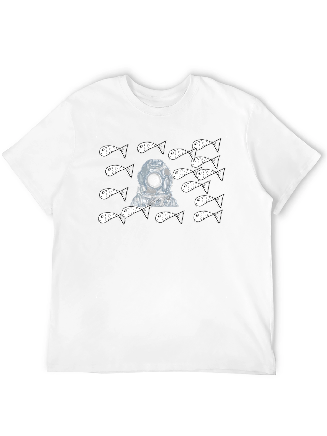 Diver & Fish Graphic Tee - Black