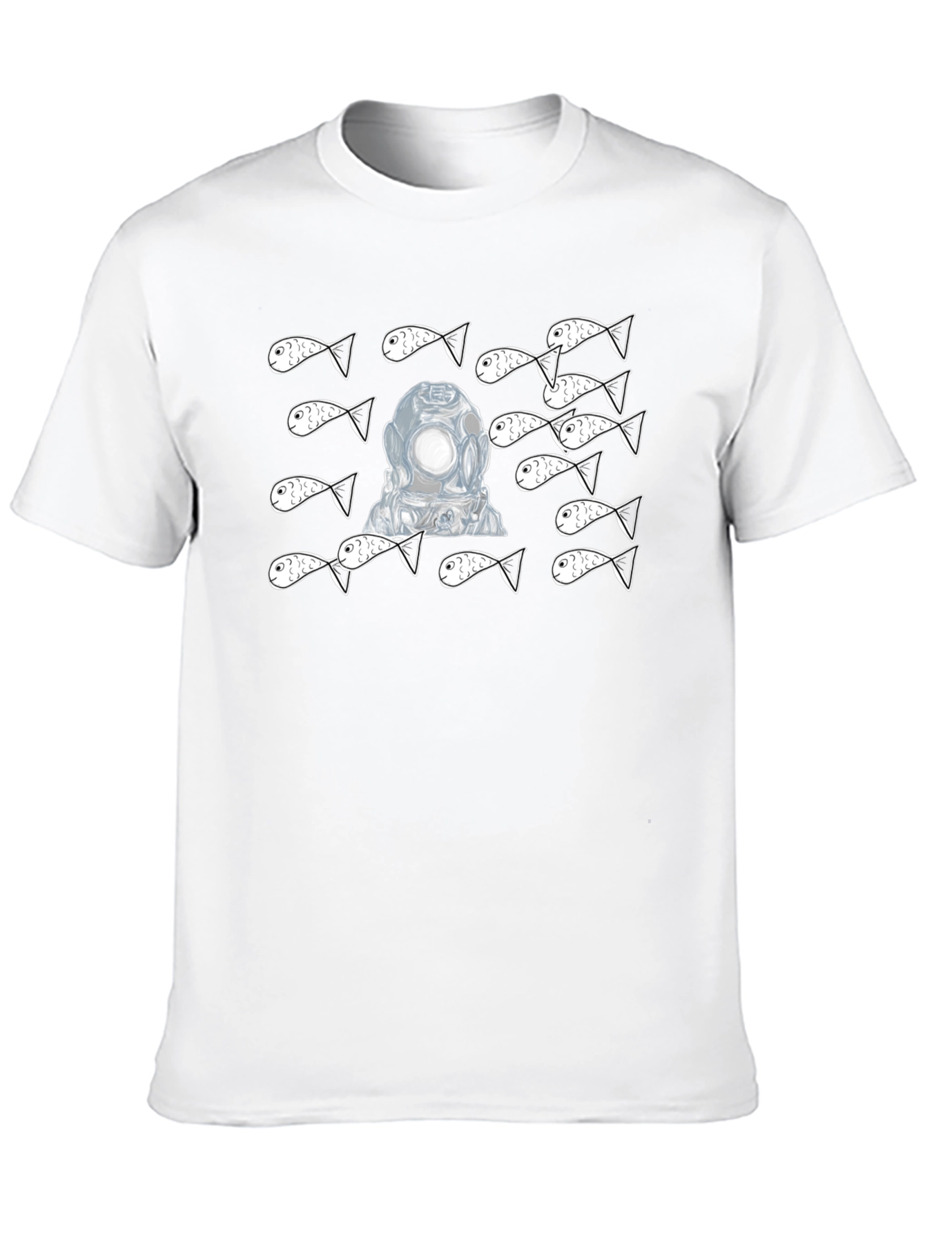 Diver & Fish Graphic Tee - Black