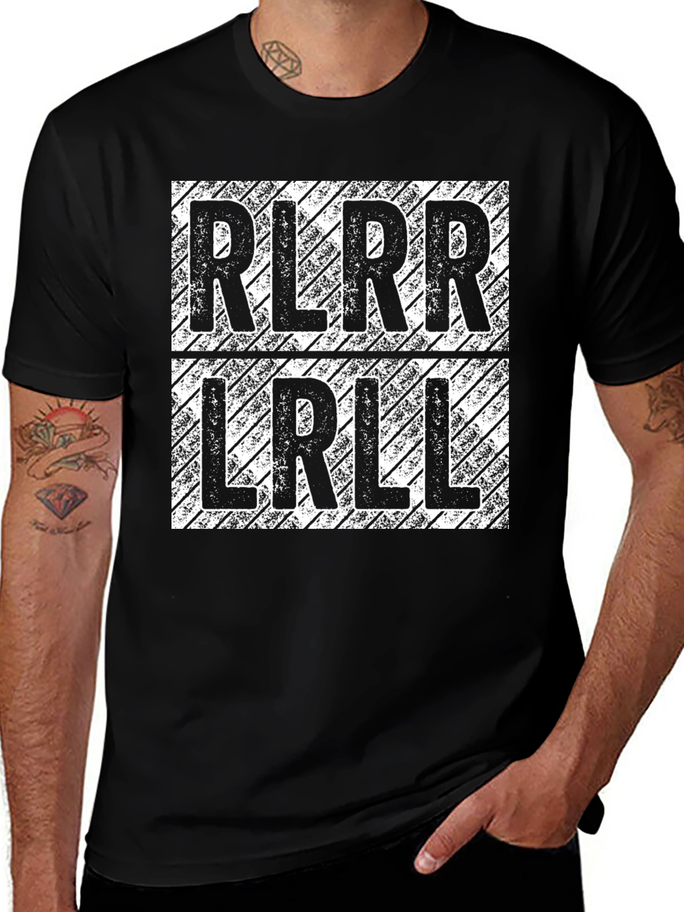 RLRR LRLL Drumming T-Shirt - Black Cotton Tee