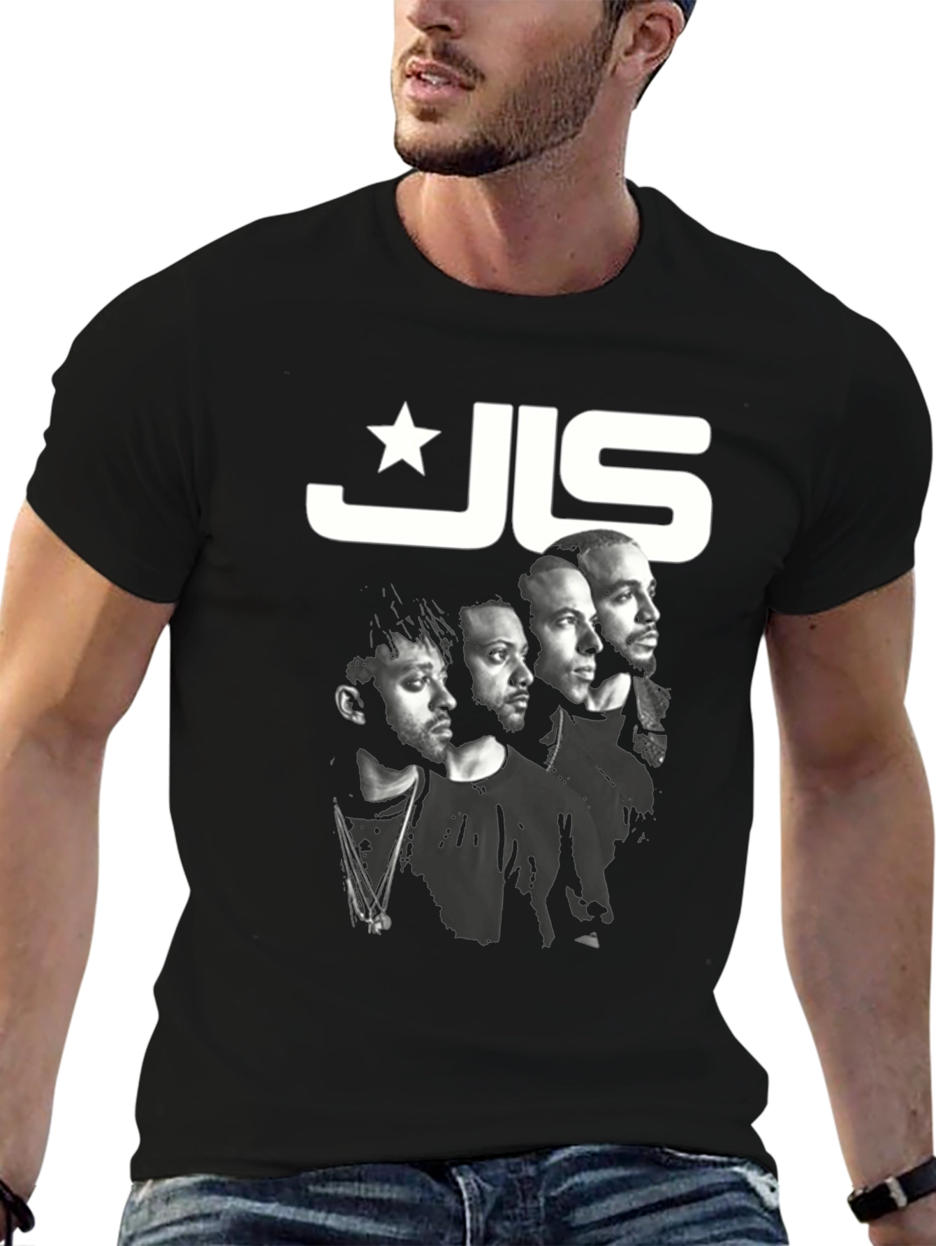 JLS Band Tee - Black Cotton Graphic T-Shirt