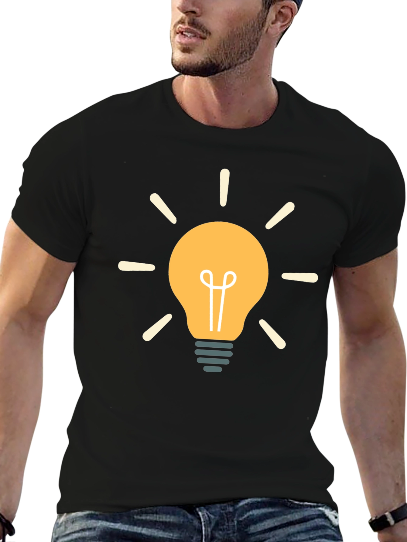 Creative Idea Lightbulb Graphic Black T-Shirt