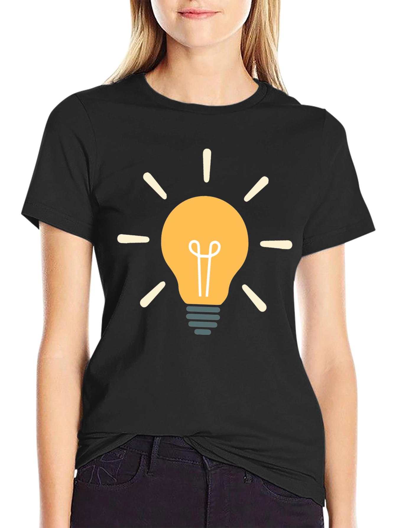 Creative Idea Lightbulb Graphic Black T-Shirt