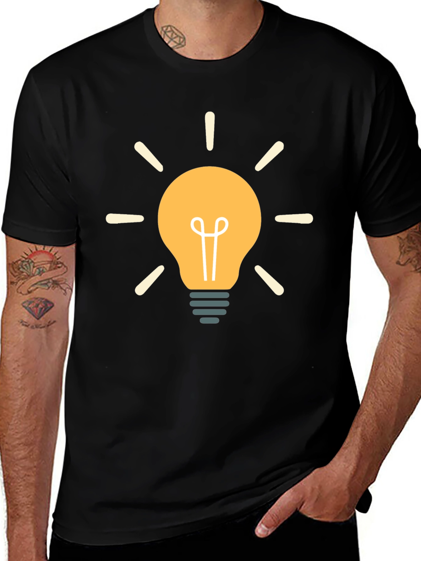 Creative Idea Lightbulb Graphic Black T-Shirt