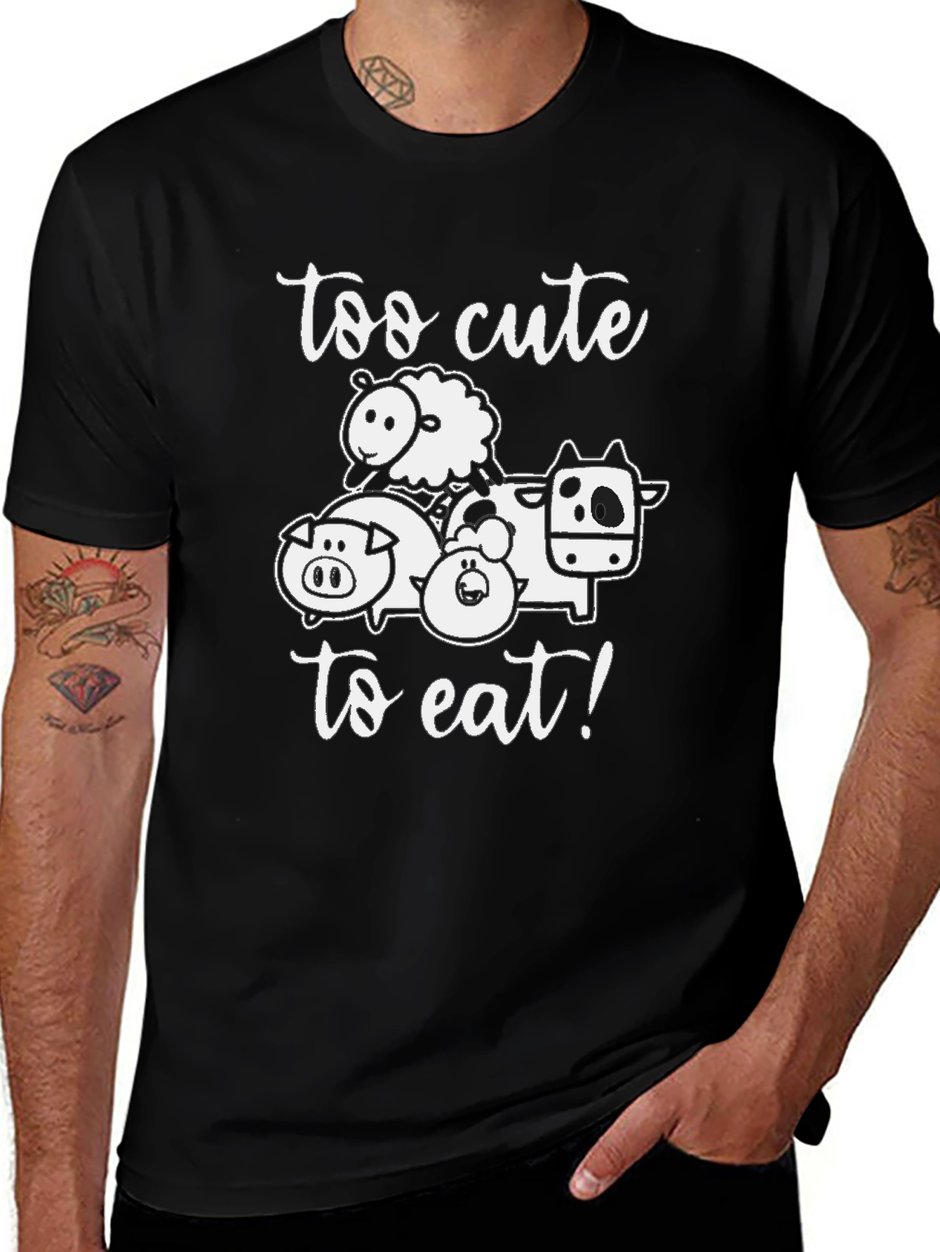 Too Cute To Eat Black Graphic Tee