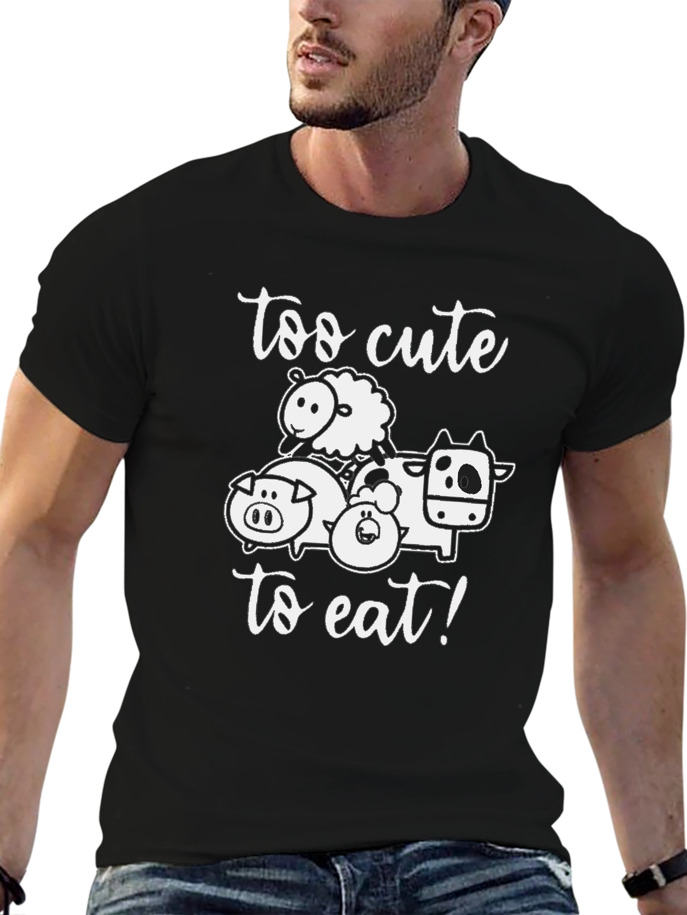 Too Cute To Eat Black Graphic Tee