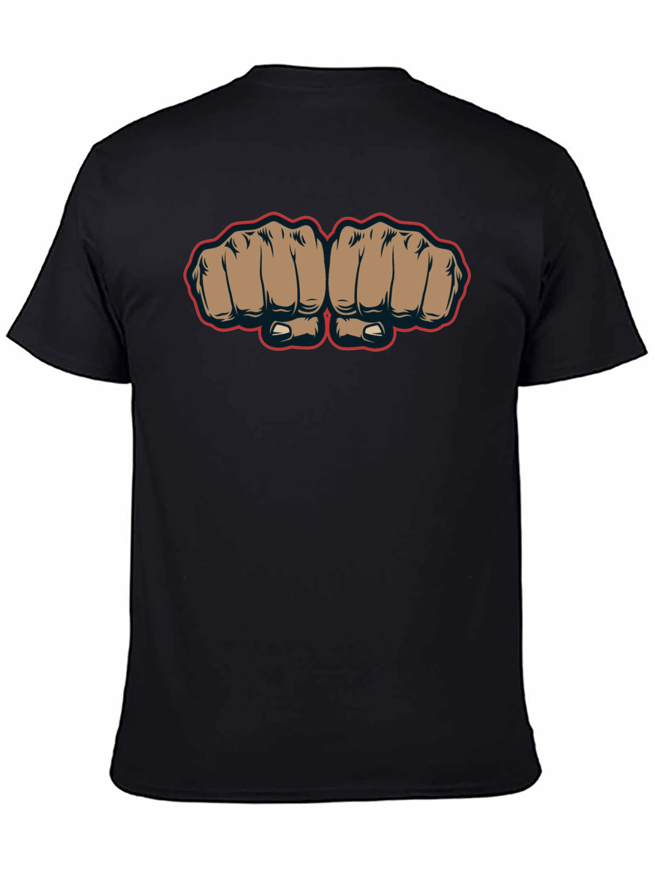 Fist Bump Graphic Tee - Black Crew Neck T-Shirt
