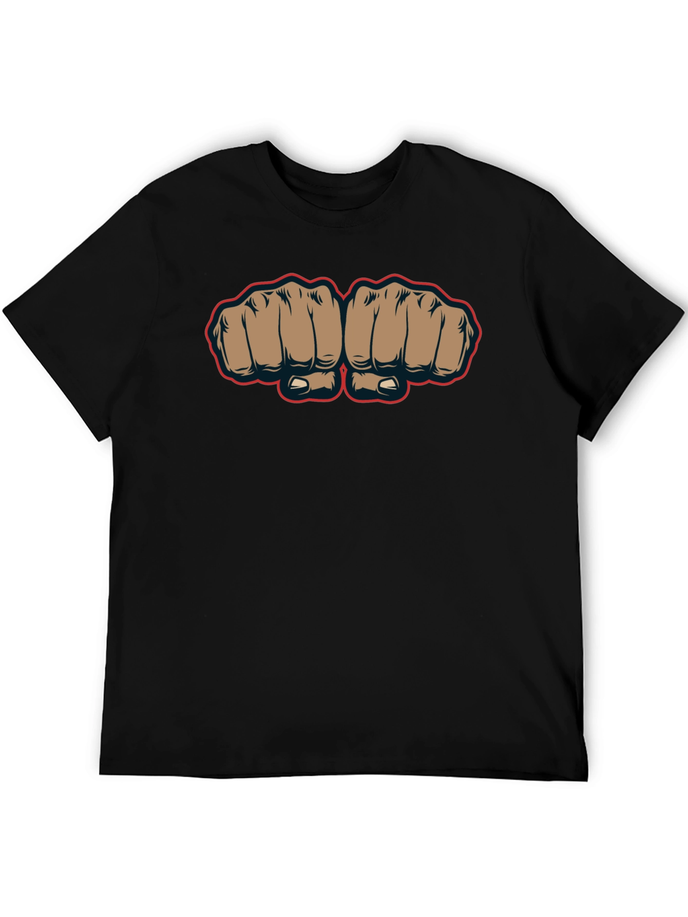 Fist Bump Graphic Tee - Black Crew Neck T-Shirt