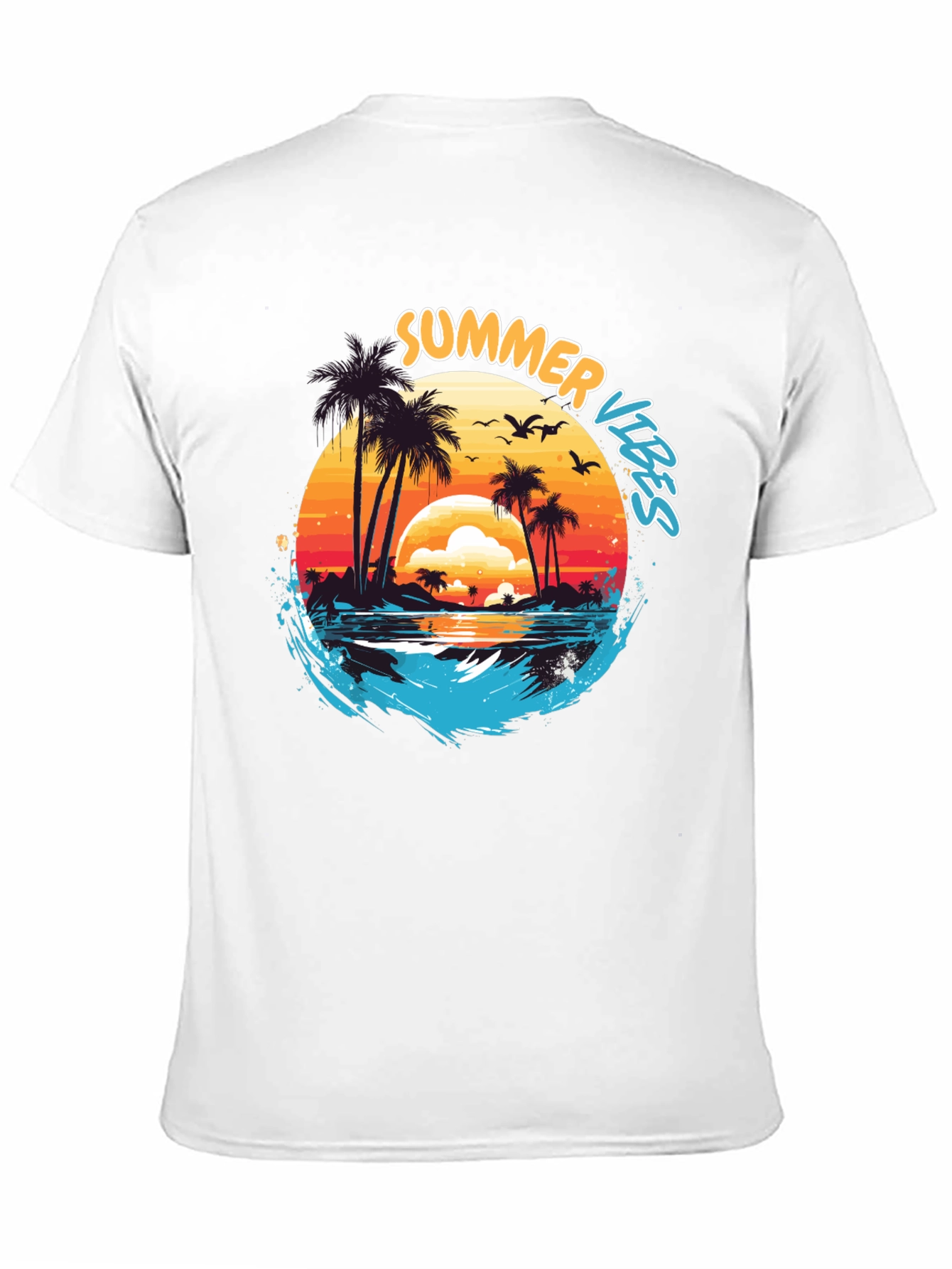 Summer Vibes Graphic Tee - Beach Sunset Design