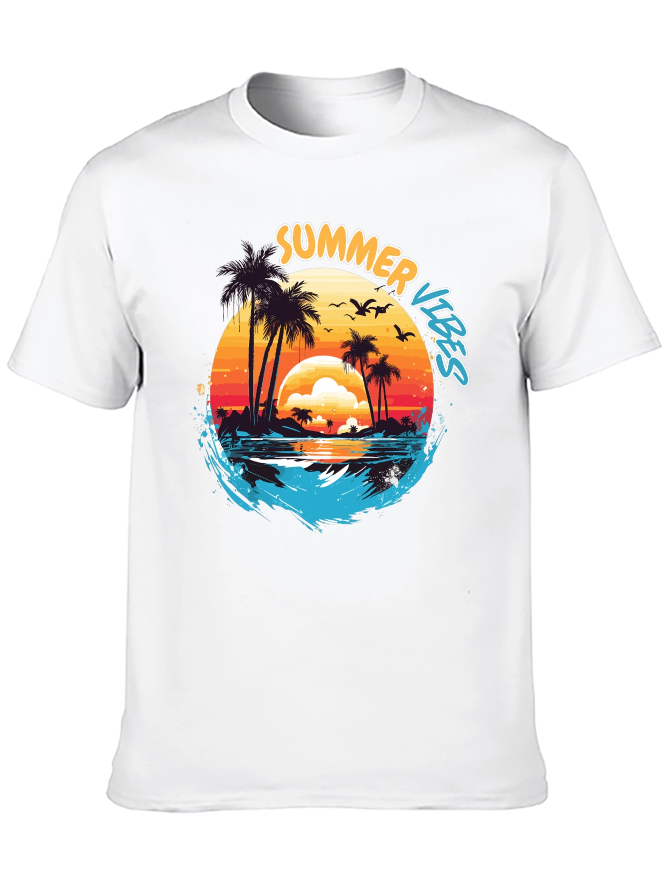 Summer Vibes Graphic Tee - Beach Sunset Design