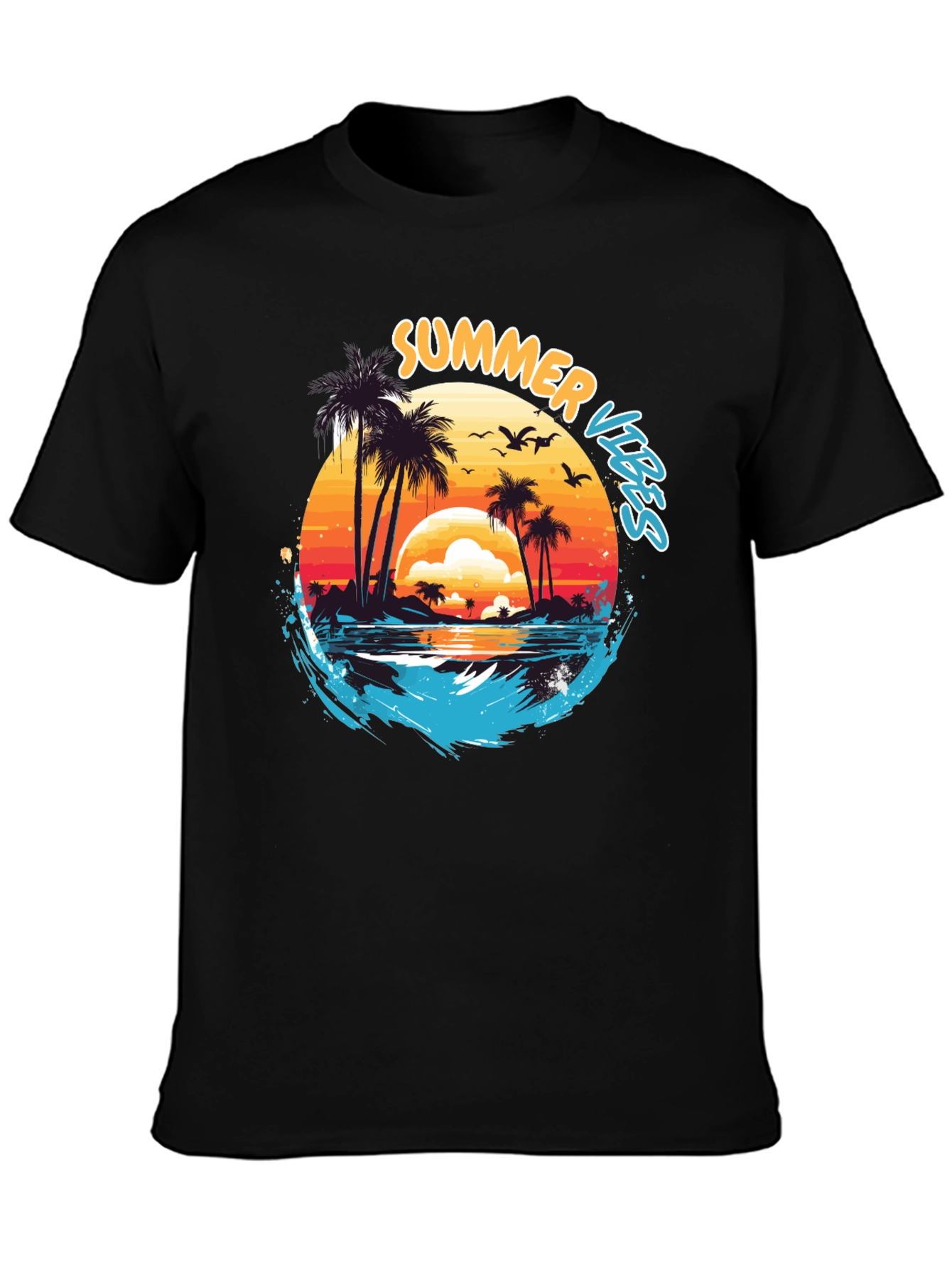 Summer Vibes Graphic Tee - Beach Sunset Design
