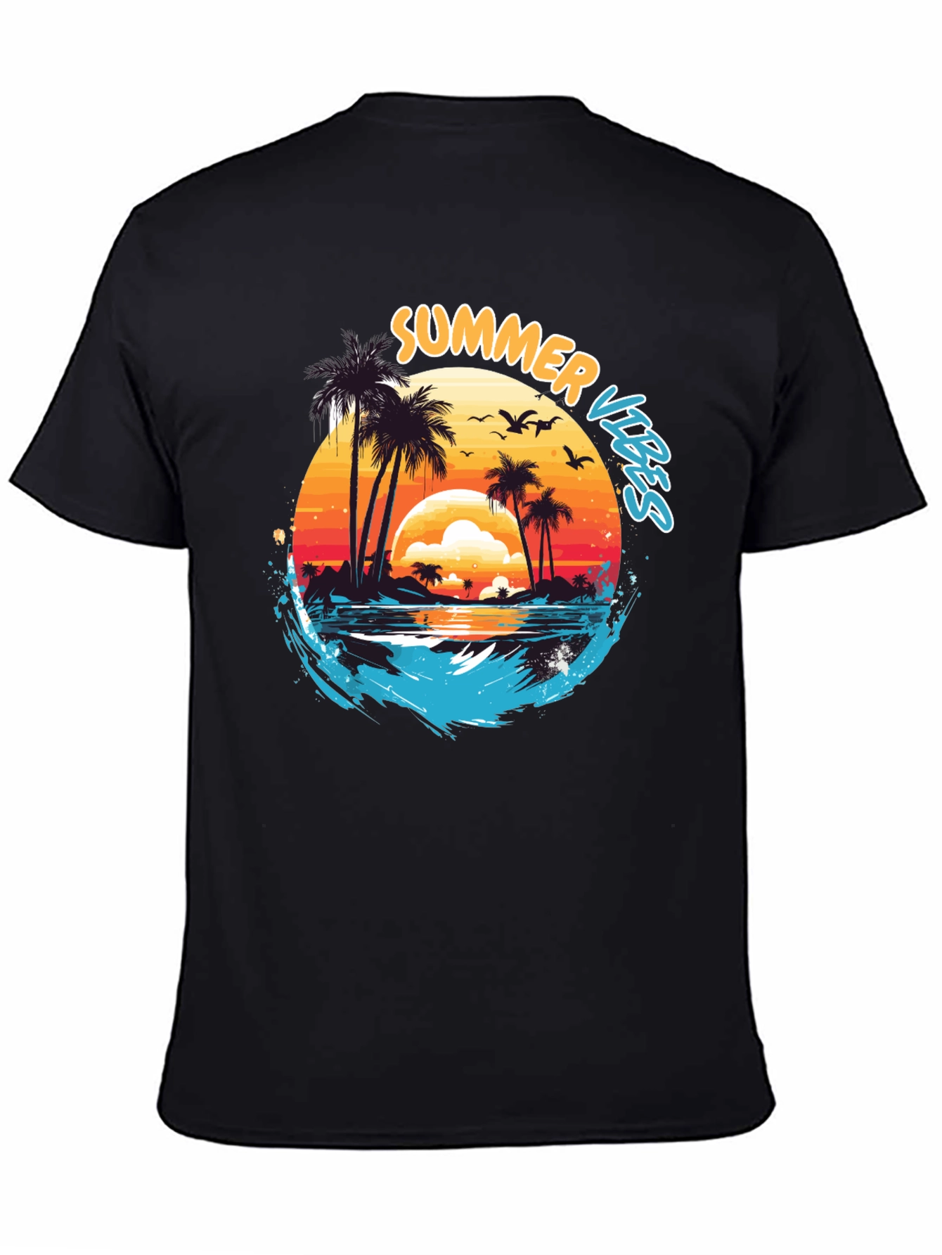 Summer Vibes Graphic Tee - Beach Sunset Design