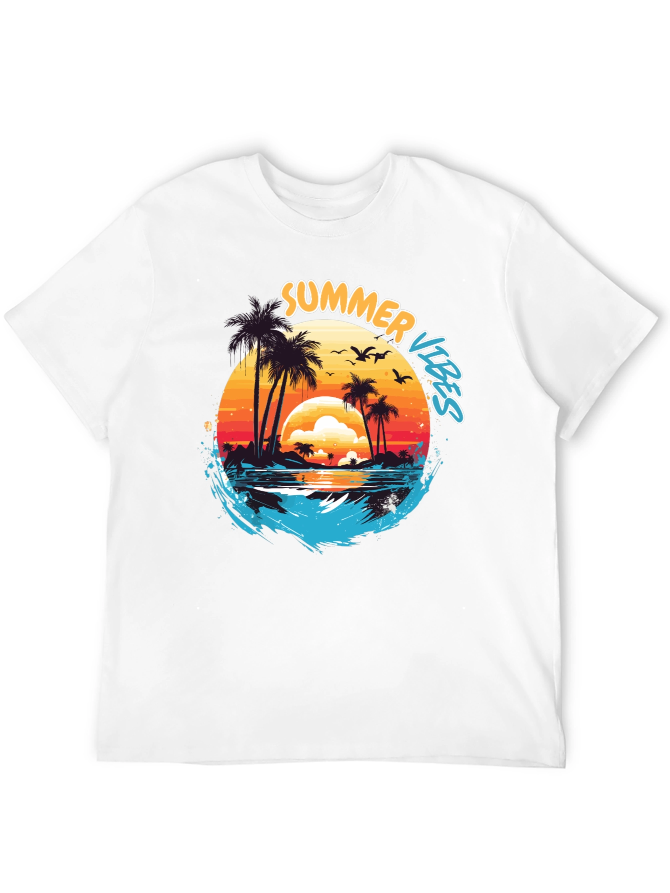 Summer Vibes Graphic Tee - Beach Sunset Design