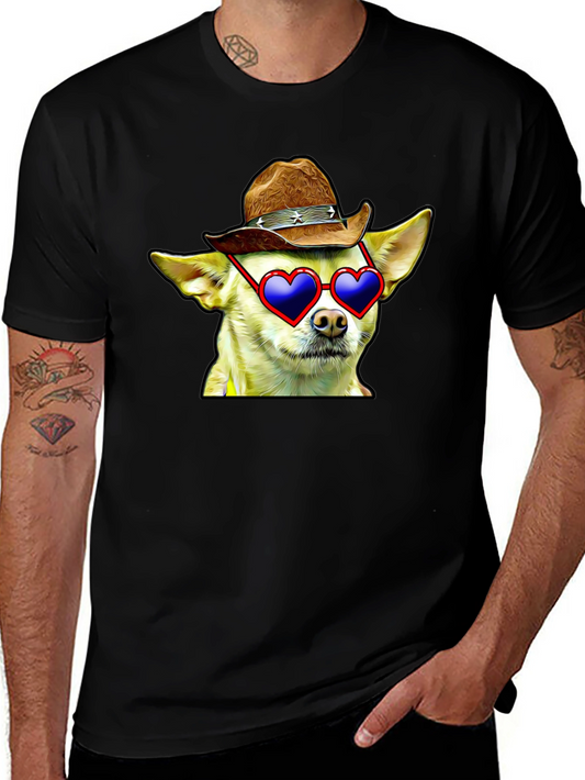 Cowboy Chihuahua T-Shirt - Heart Sunglasses Funny Tee