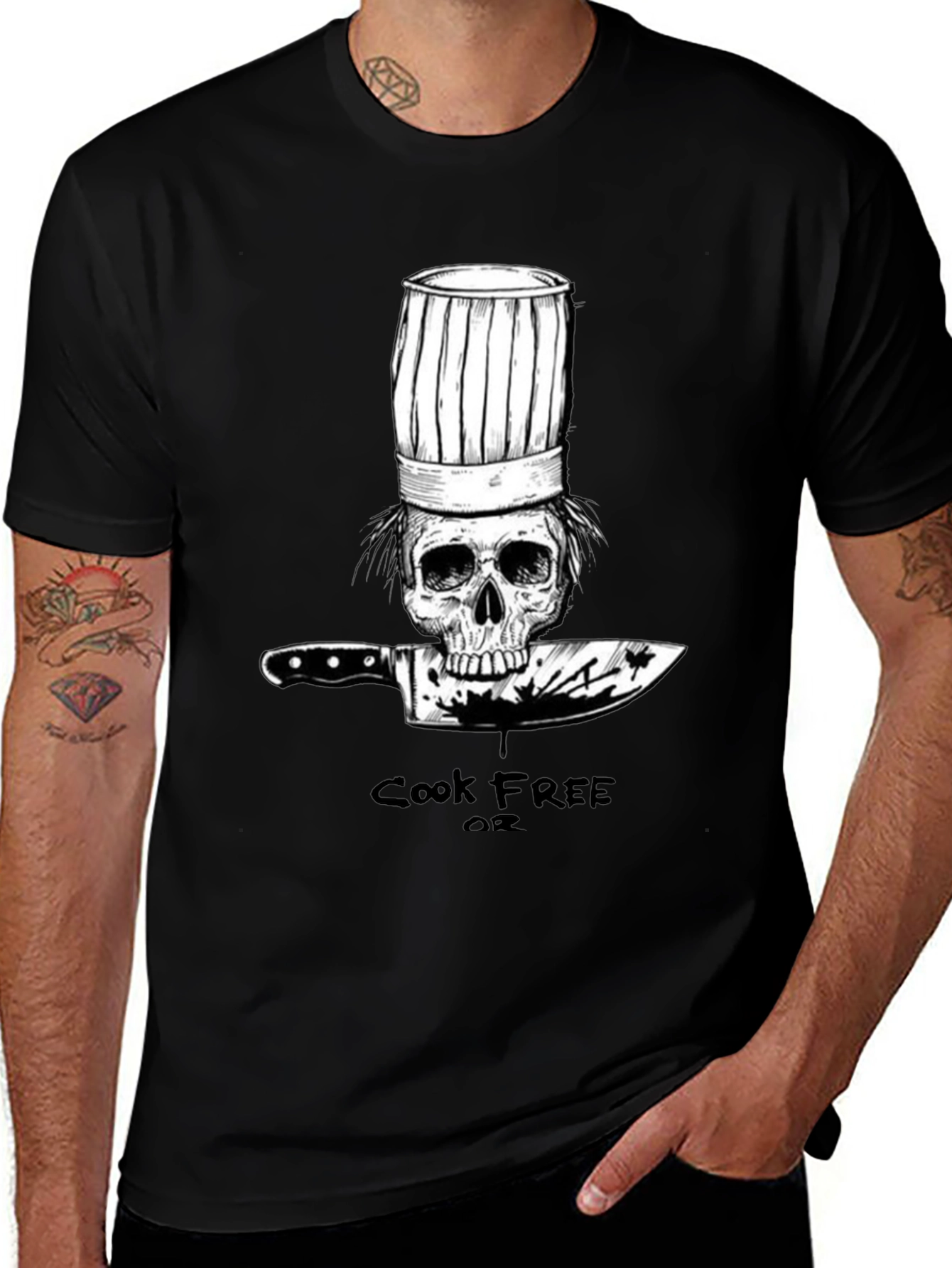 Cook Free or Die Chef Skull T-Shirt