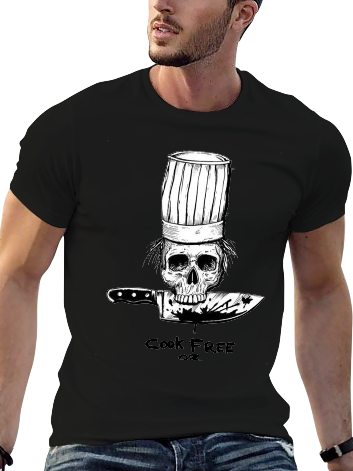 Cook Free or Die Chef Skull T-Shirt
