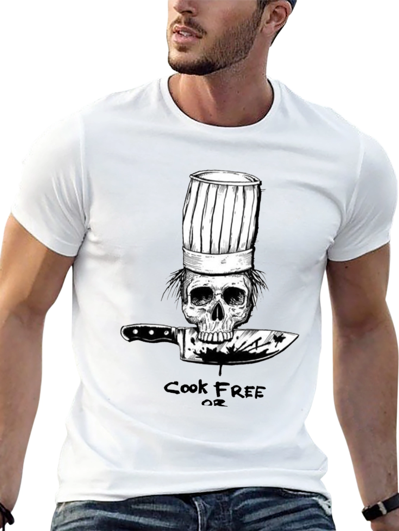 Cook Free or Die Chef Skull T-Shirt
