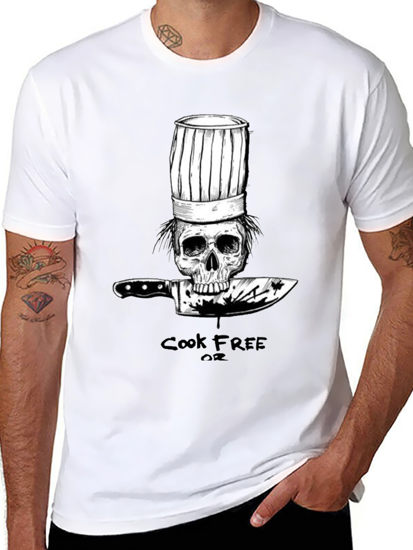 Cook Free or Die Chef Skull T-Shirt