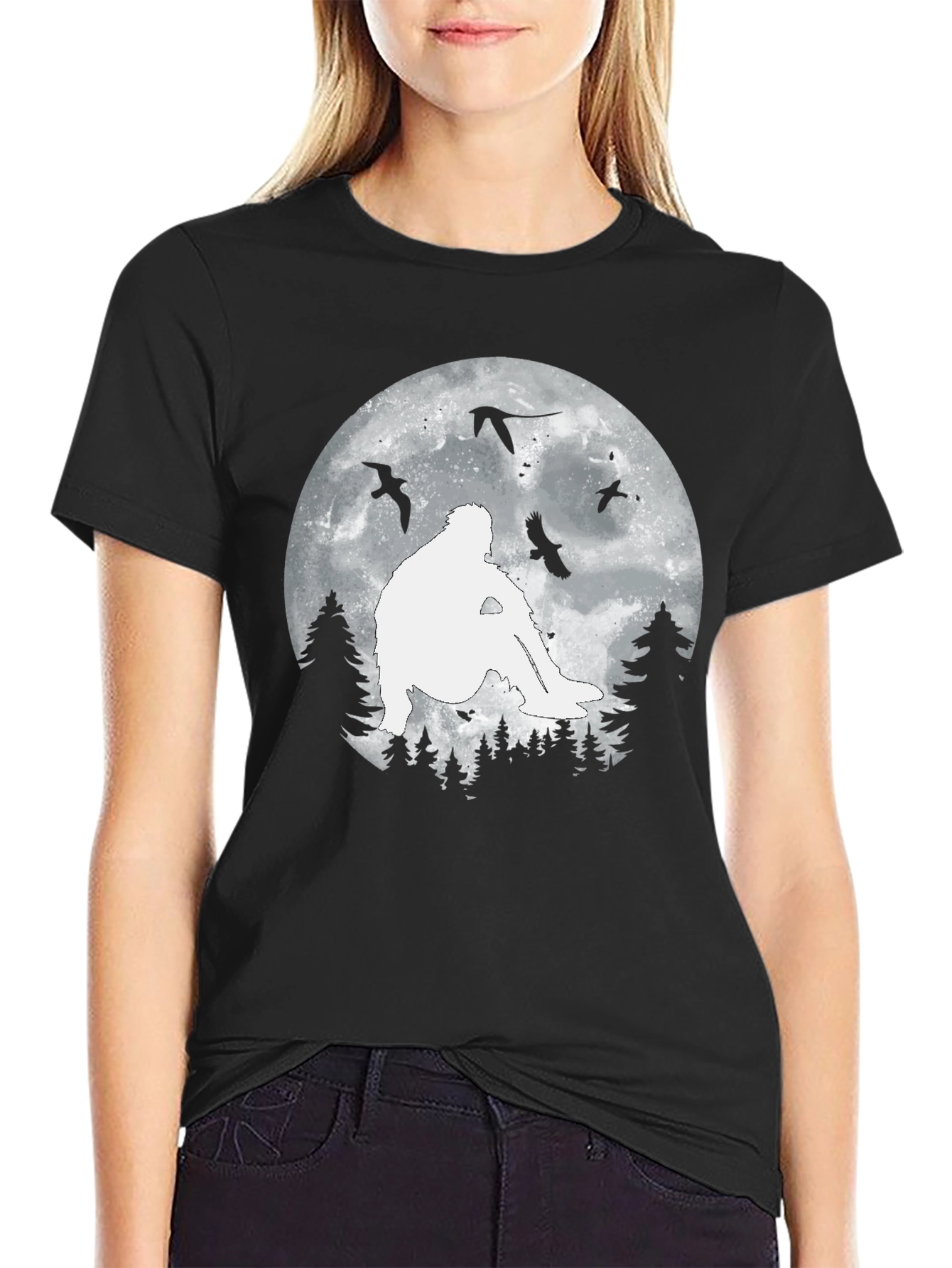 Sasquatch Moon T-Shirt - Bigfoot Silhouette Tee