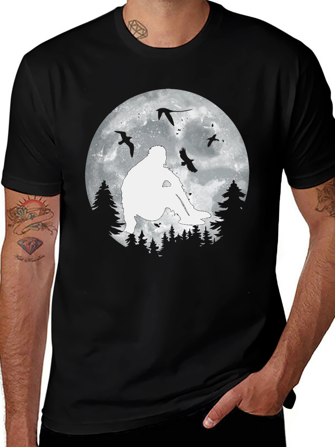 Sasquatch Moon T-Shirt - Bigfoot Silhouette Tee