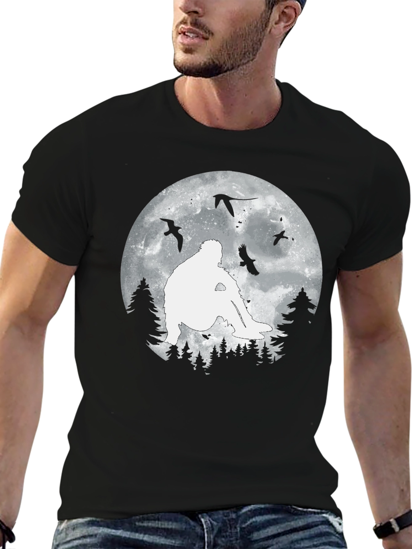 Sasquatch Moon T-Shirt - Bigfoot Silhouette Tee