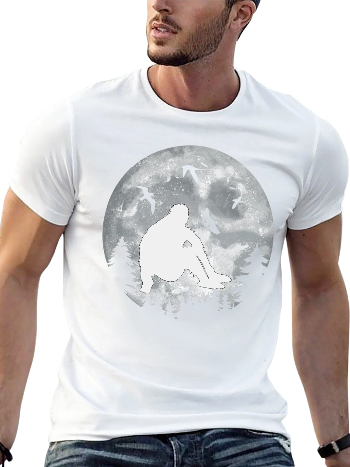 Sasquatch Moon T-Shirt - Bigfoot Silhouette Tee