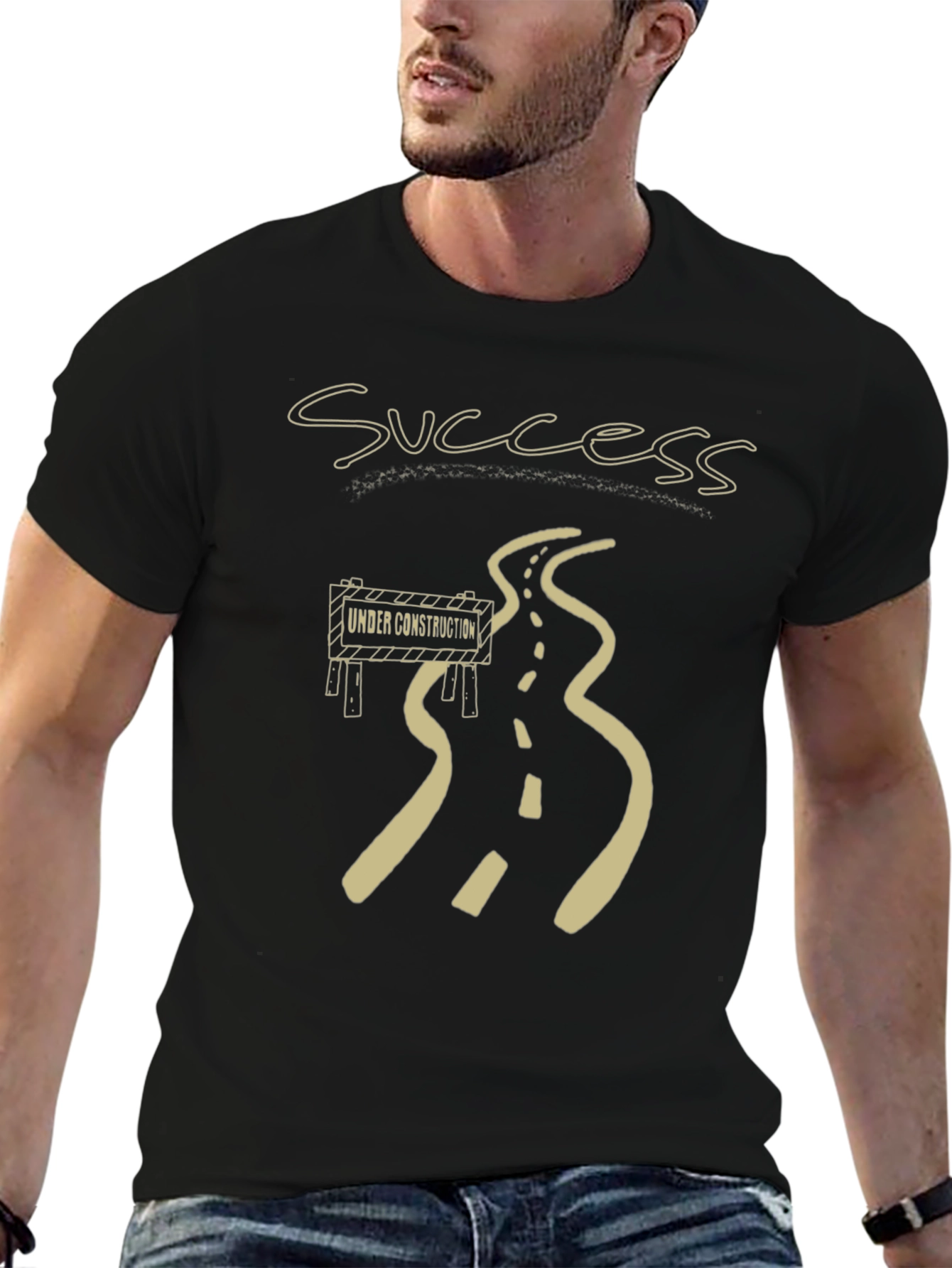 Success Under Construction Black Graphic T-Shirt