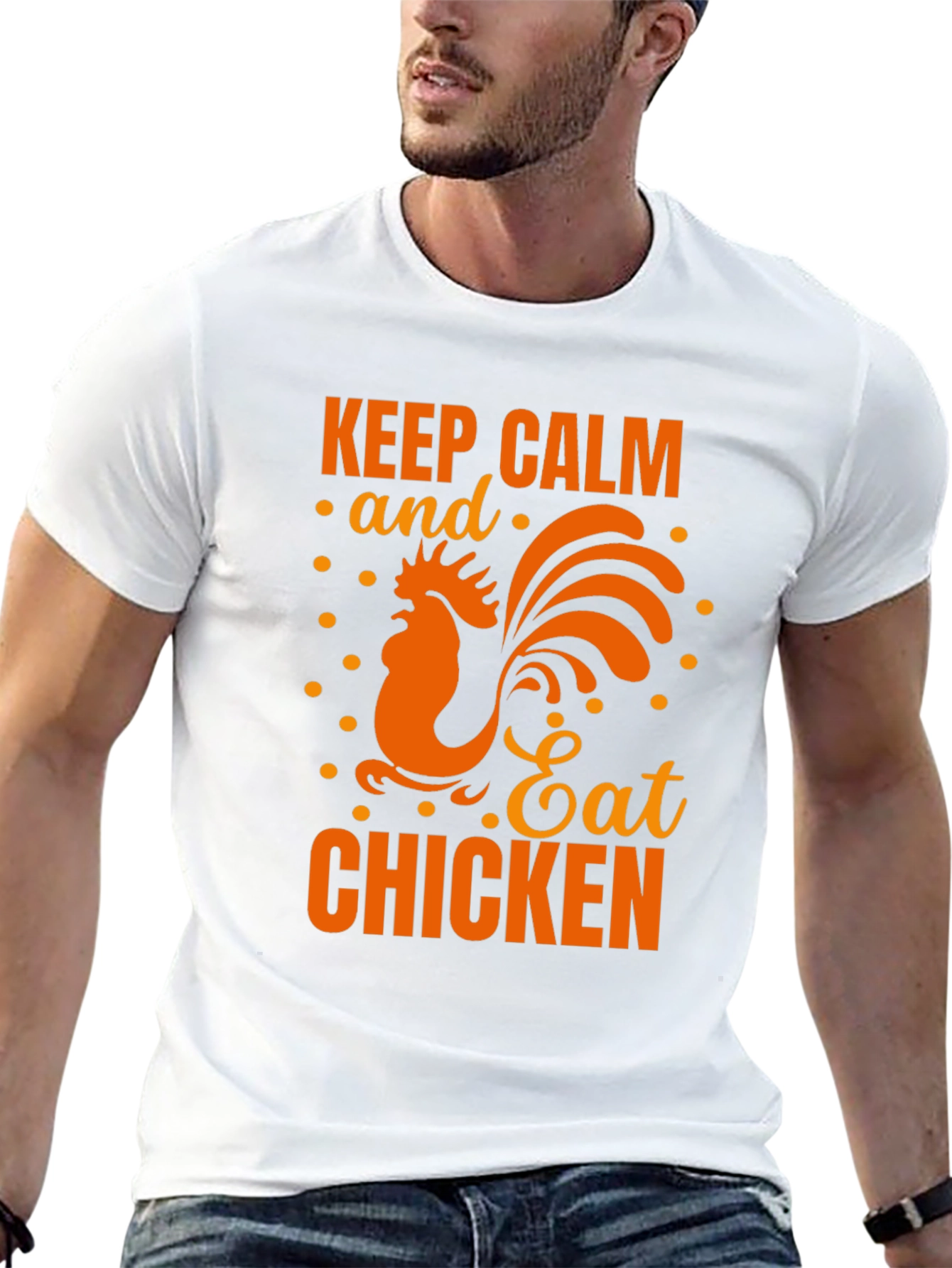 Keep Calm Eat Chicken Black Graphic T-Shirt
