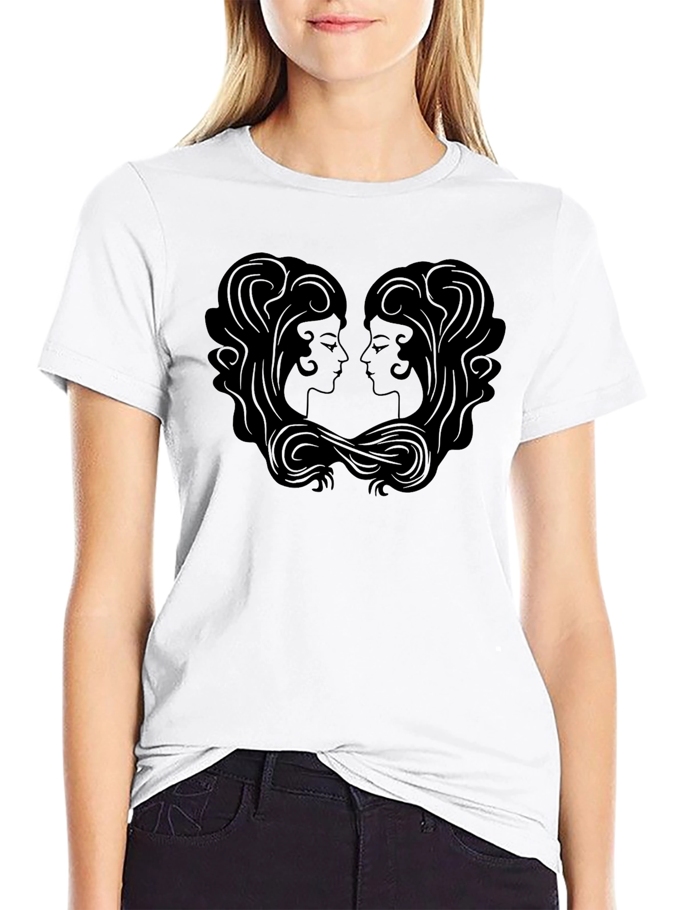 Gemini Silhouette Graphic Tee - Unisex Black T-Shirt
