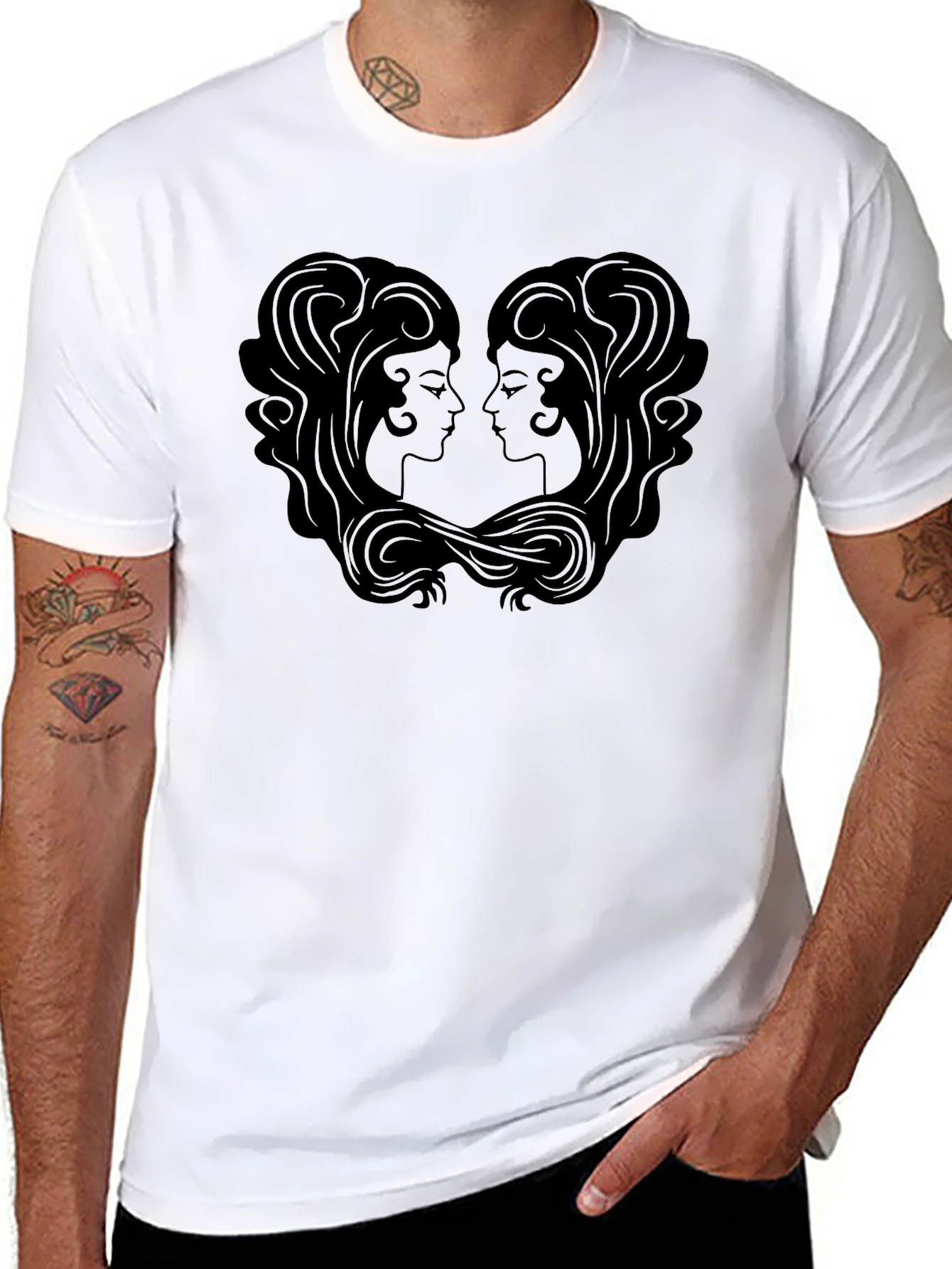 Gemini Silhouette Graphic Tee - Unisex Black T-Shirt
