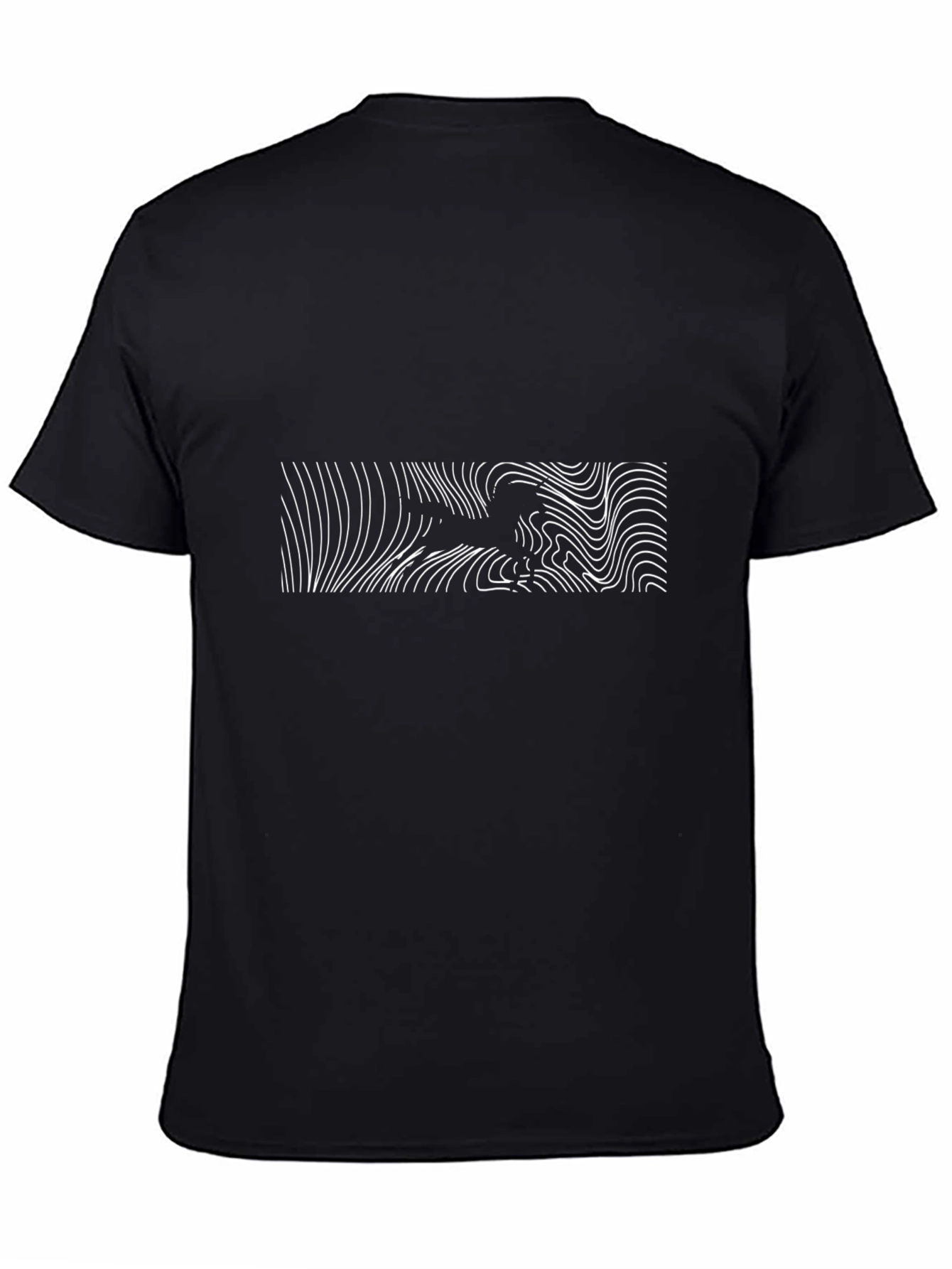 Modern Graphic Tee - Abstract White Lines on Black