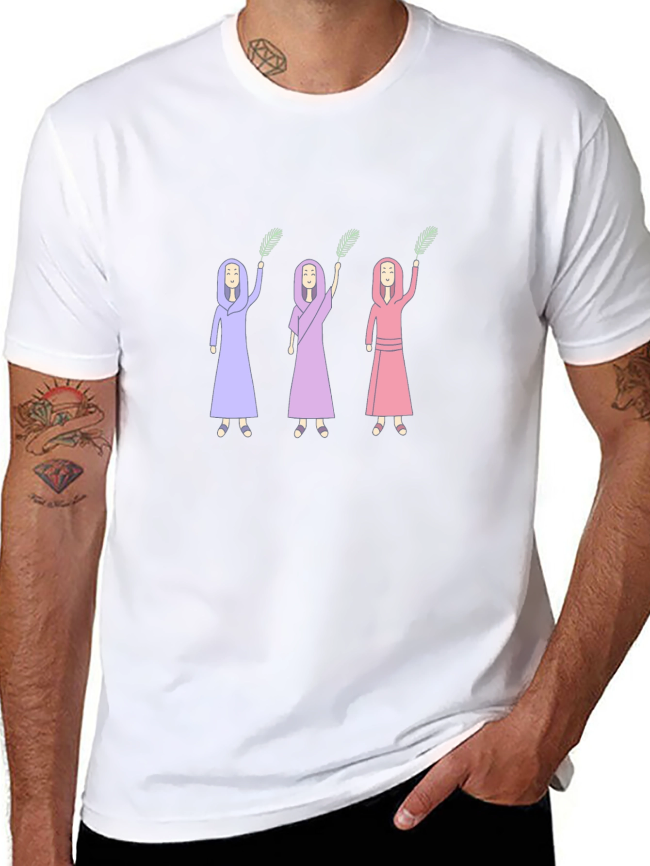 Black T-Shirt with Three Women Design