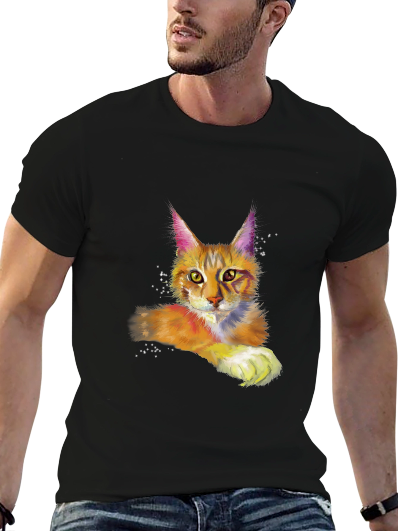 Cat Art Black T-Shirt