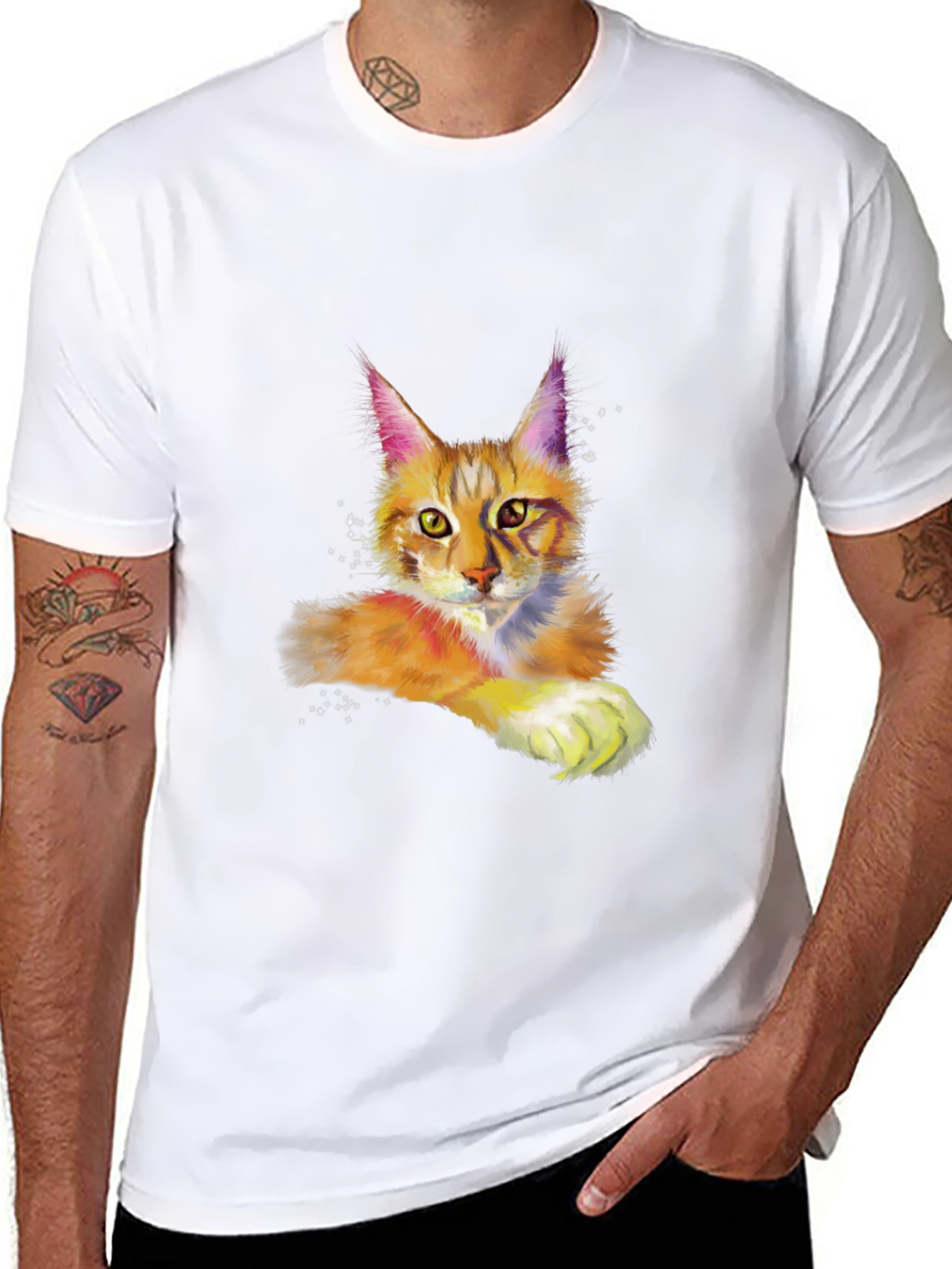 Cat Art Black T-Shirt