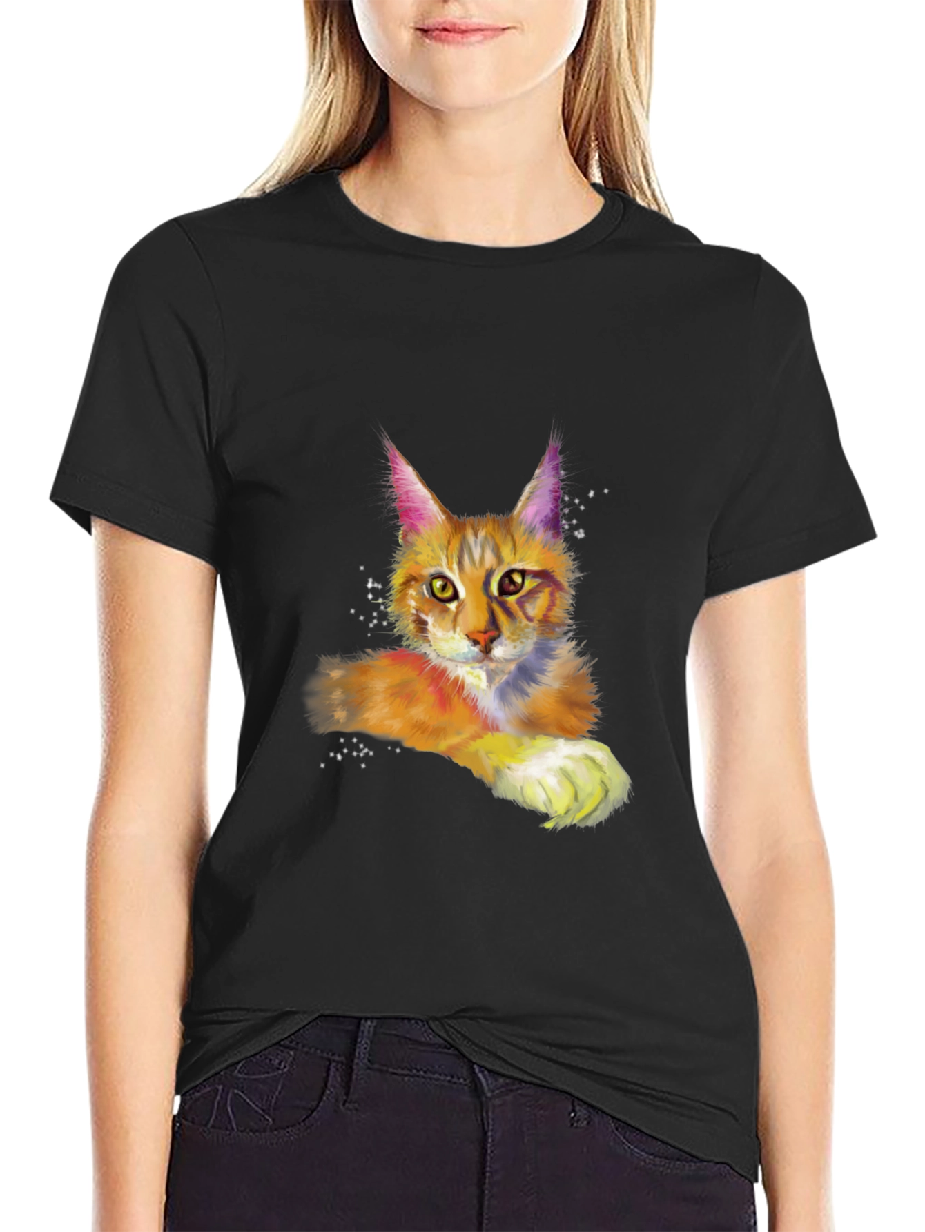 Cat Art Black T-Shirt