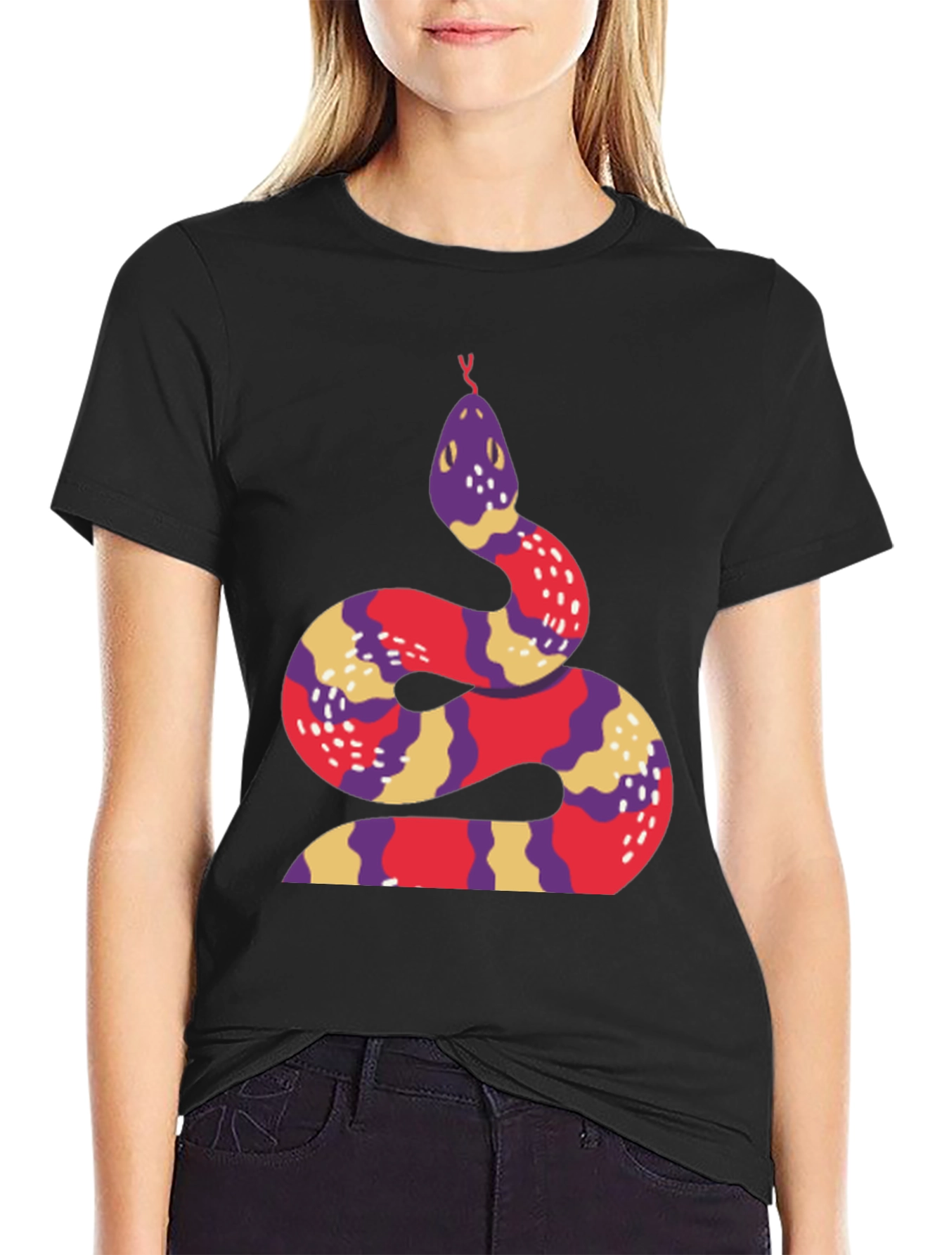 Snake Graphic Tee - Stylish Crew Neck T-Shirt