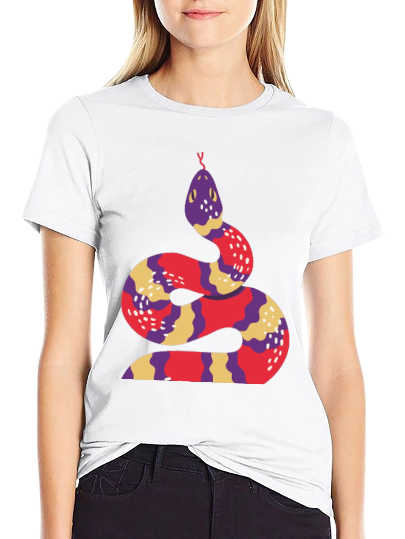 Snake Graphic Tee - Stylish Crew Neck T-Shirt