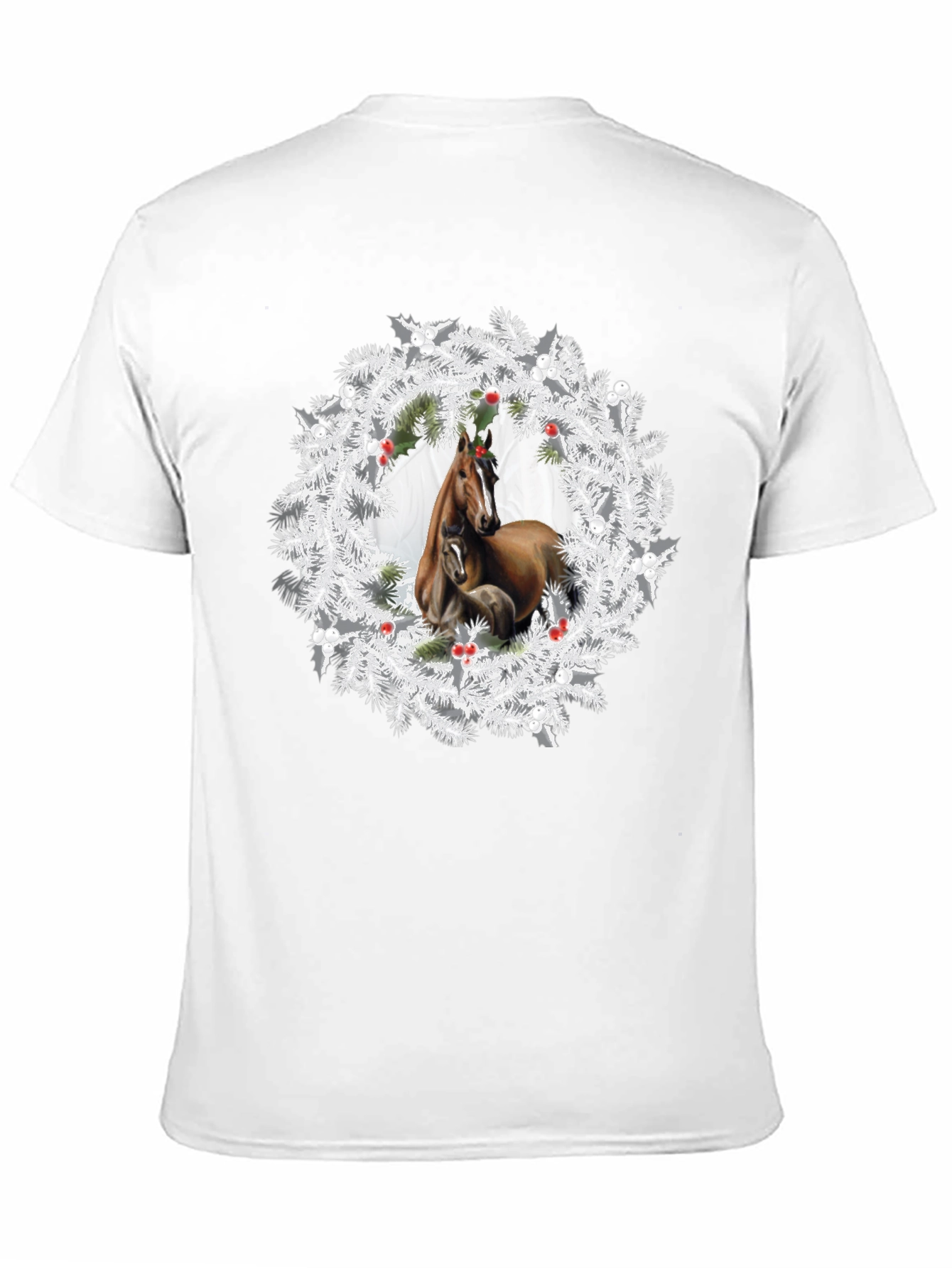 Horse Christmas Wreath T-Shirt - Black