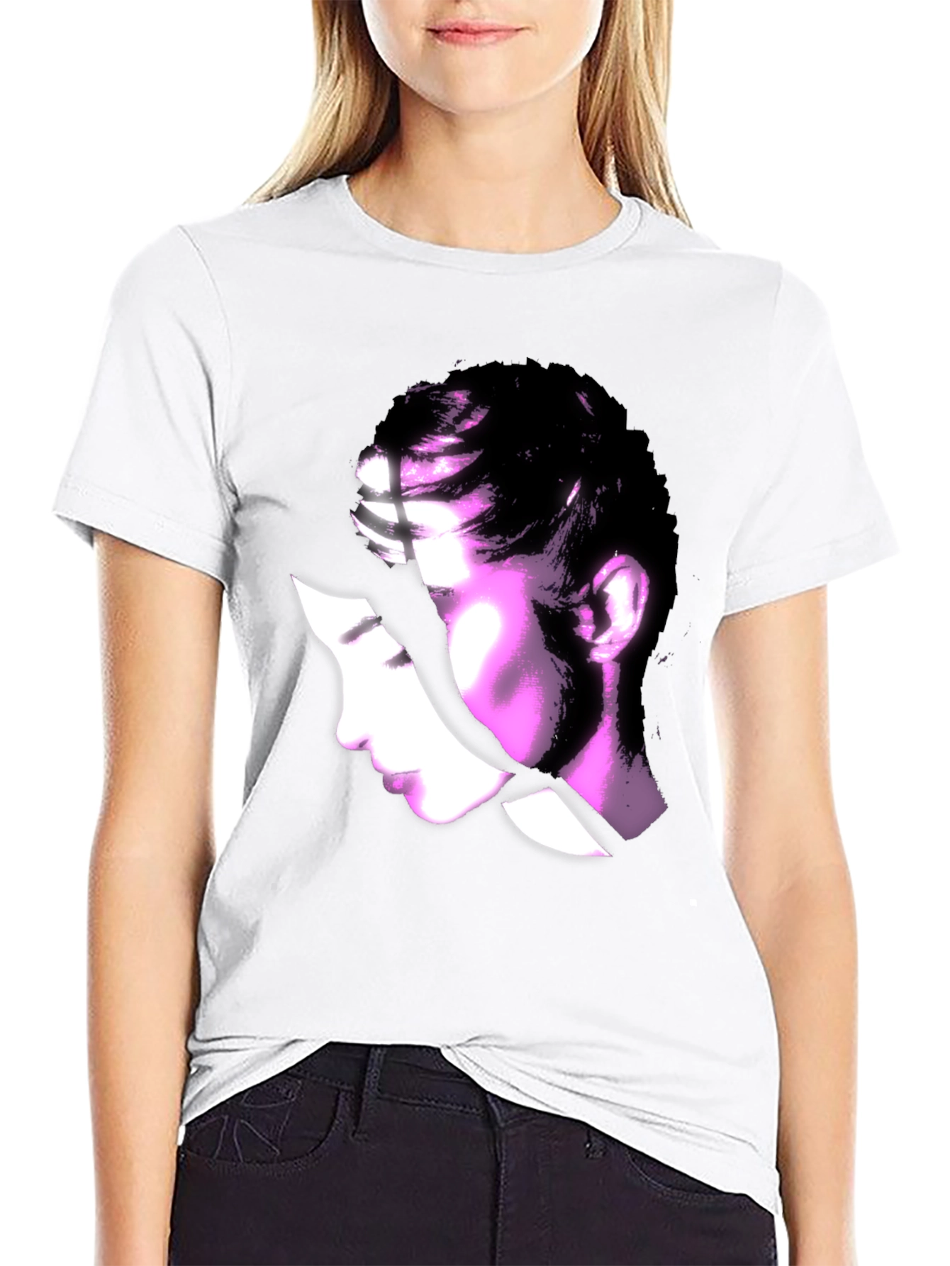 Abstract Woman Graphic Black T-Shirt